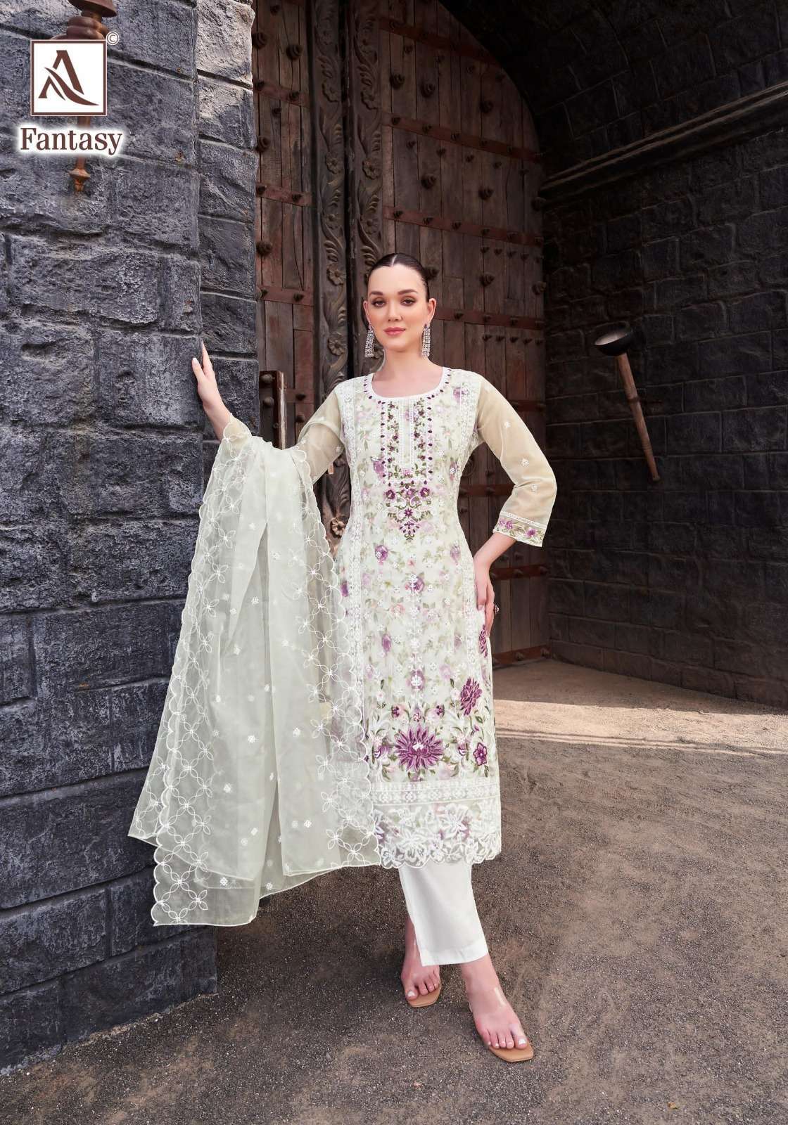 ALOK SUIT FANTASY DESIGNER EMBROIDERED ORGANZA SUIT LATEST CATALOGUE 2025