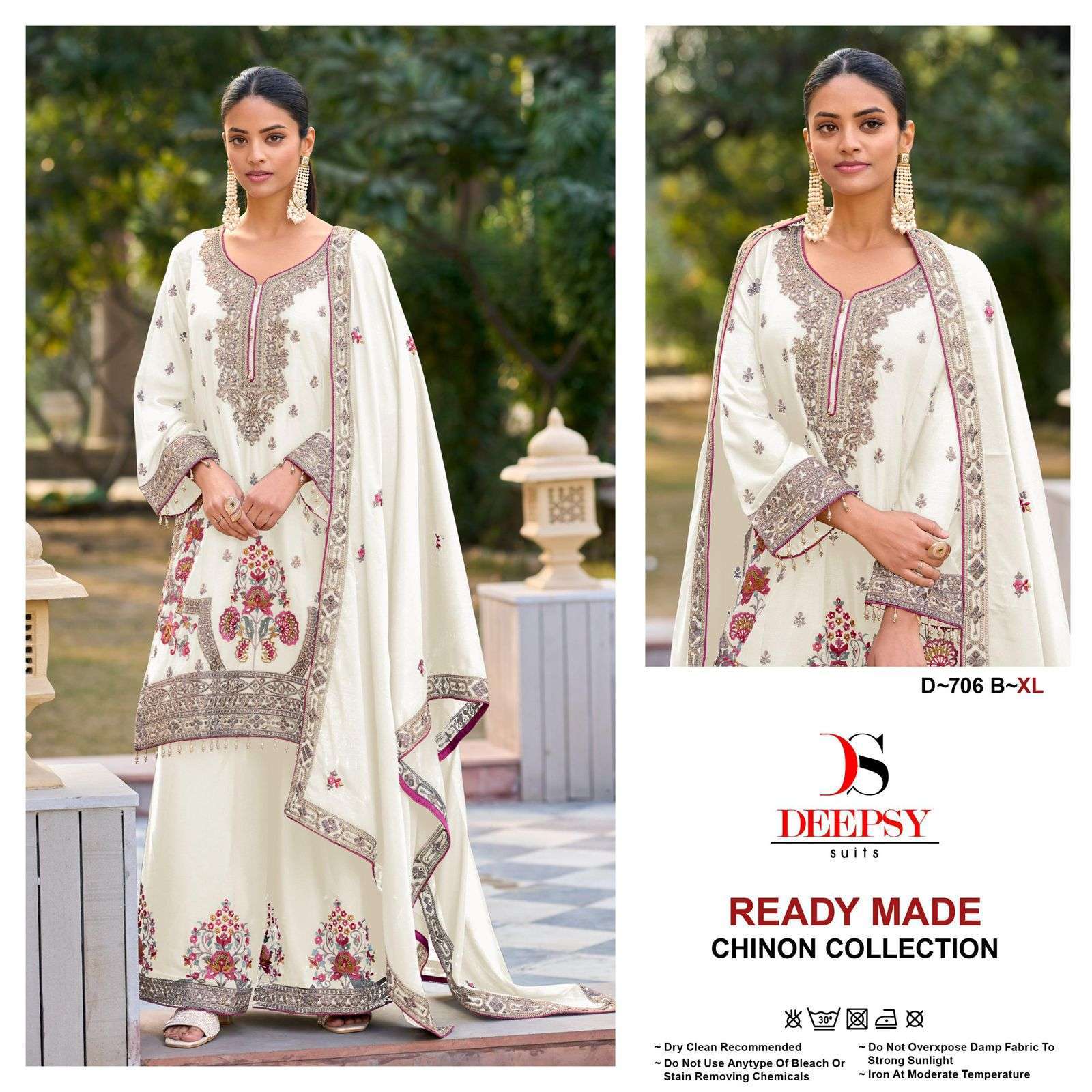 DEEPSY D 706 COLORS PURE CHINON DESIGNER READYMADE PAKISTANI SUIT DEALER 2025