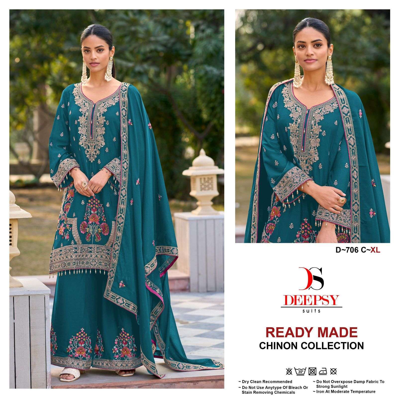 DEEPSY D 706 COLORS PURE CHINON DESIGNER READYMADE PAKISTANI SUIT DEALER 2025