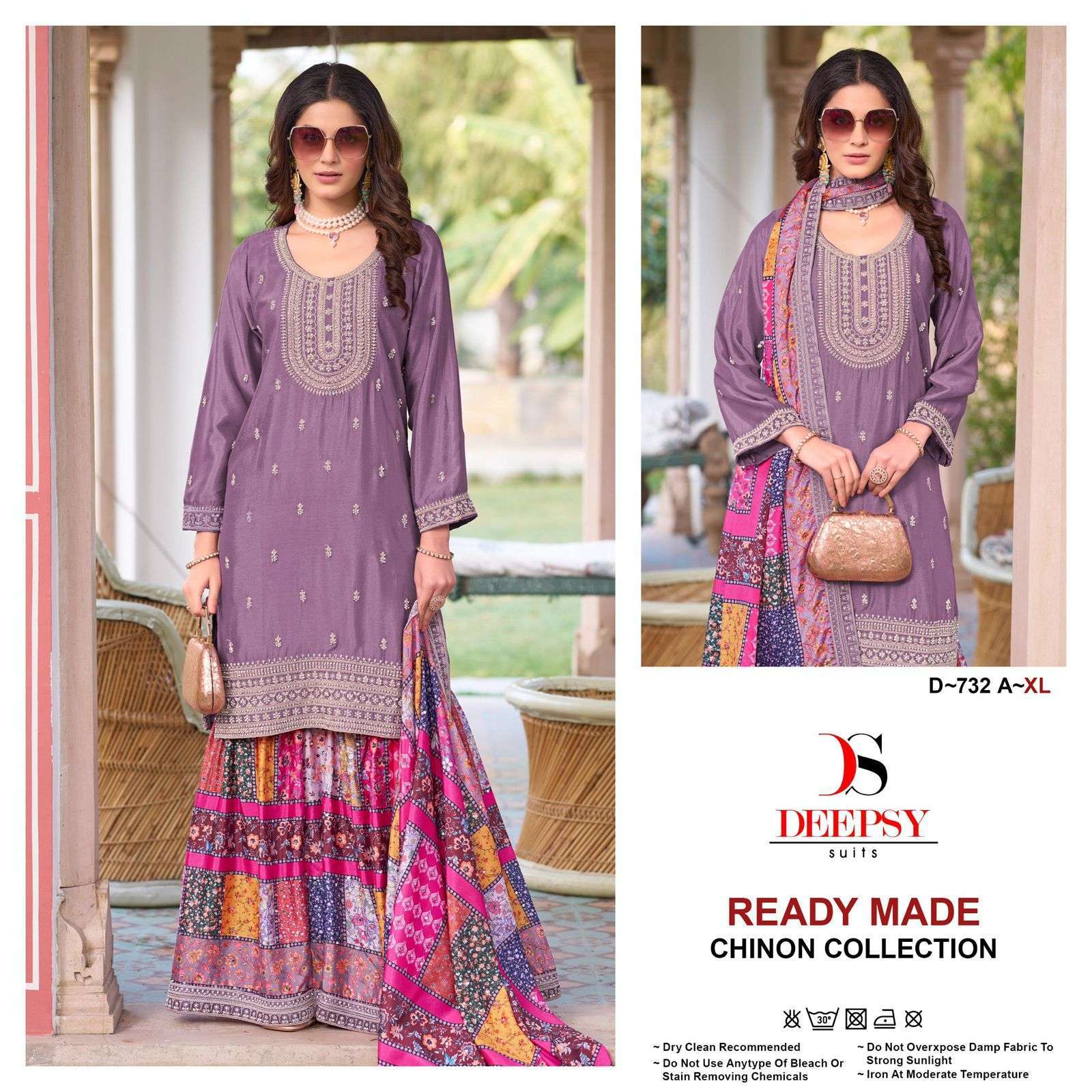 DEEPSY D 732 COLORS SHARARA STYLE CHINON DESIGNER SUIT EXPORTER 2025