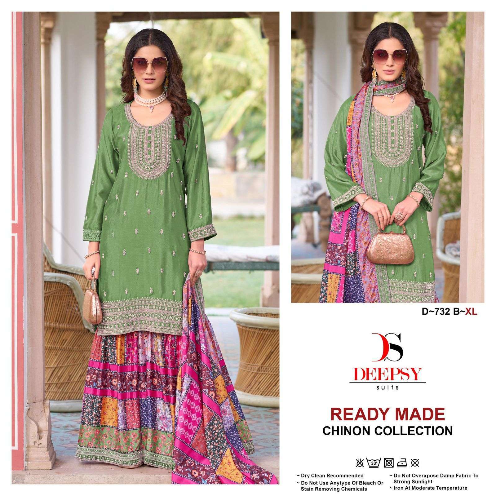 DEEPSY D 732 COLORS SHARARA STYLE CHINON DESIGNER SUIT EXPORTER 2025