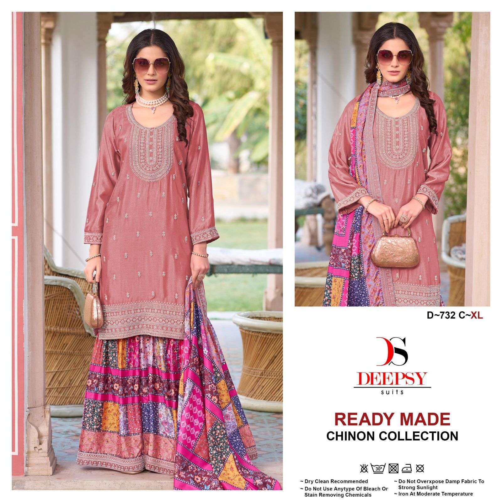 DEEPSY D 732 COLORS SHARARA STYLE CHINON DESIGNER SUIT EXPORTER 2025