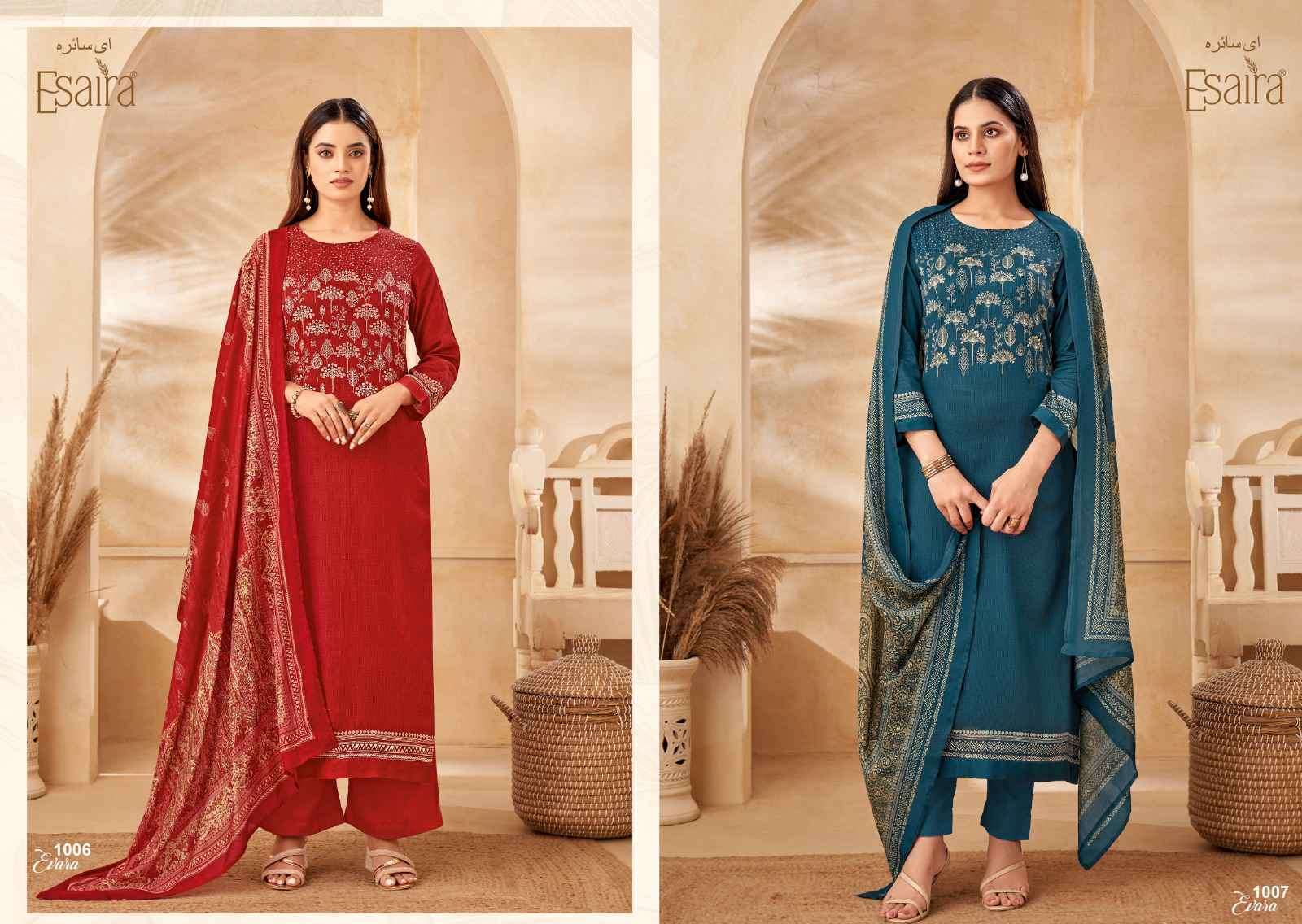 ESAIRA EVARA FANCY COTTON SATIN LADIES DRESS CATALOG EXPORTER 2025