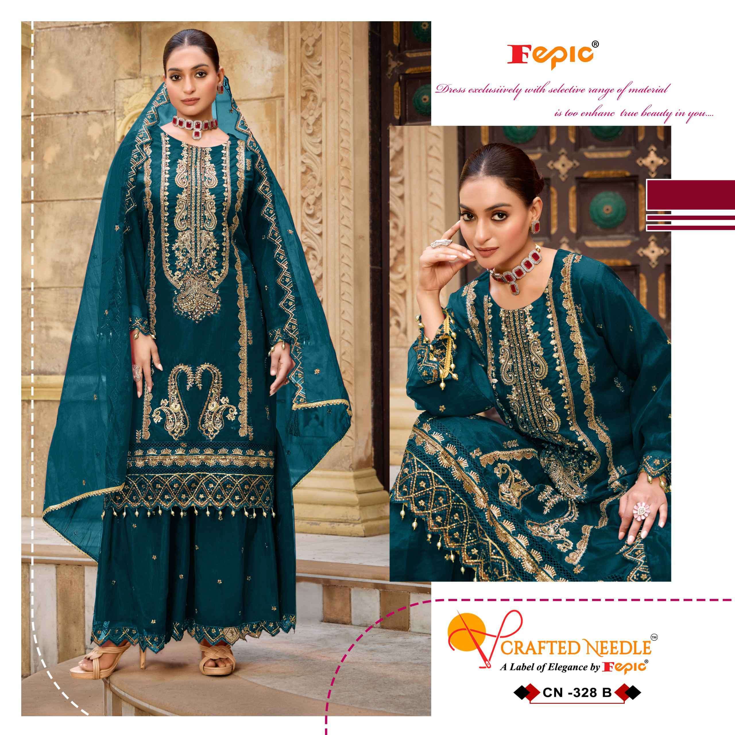 FEPIC CN 328 COLORS DESIGNER PAKISTANI ORGANZA READYMADE SUTI COLLECTION BEST RATE DEALER 2025