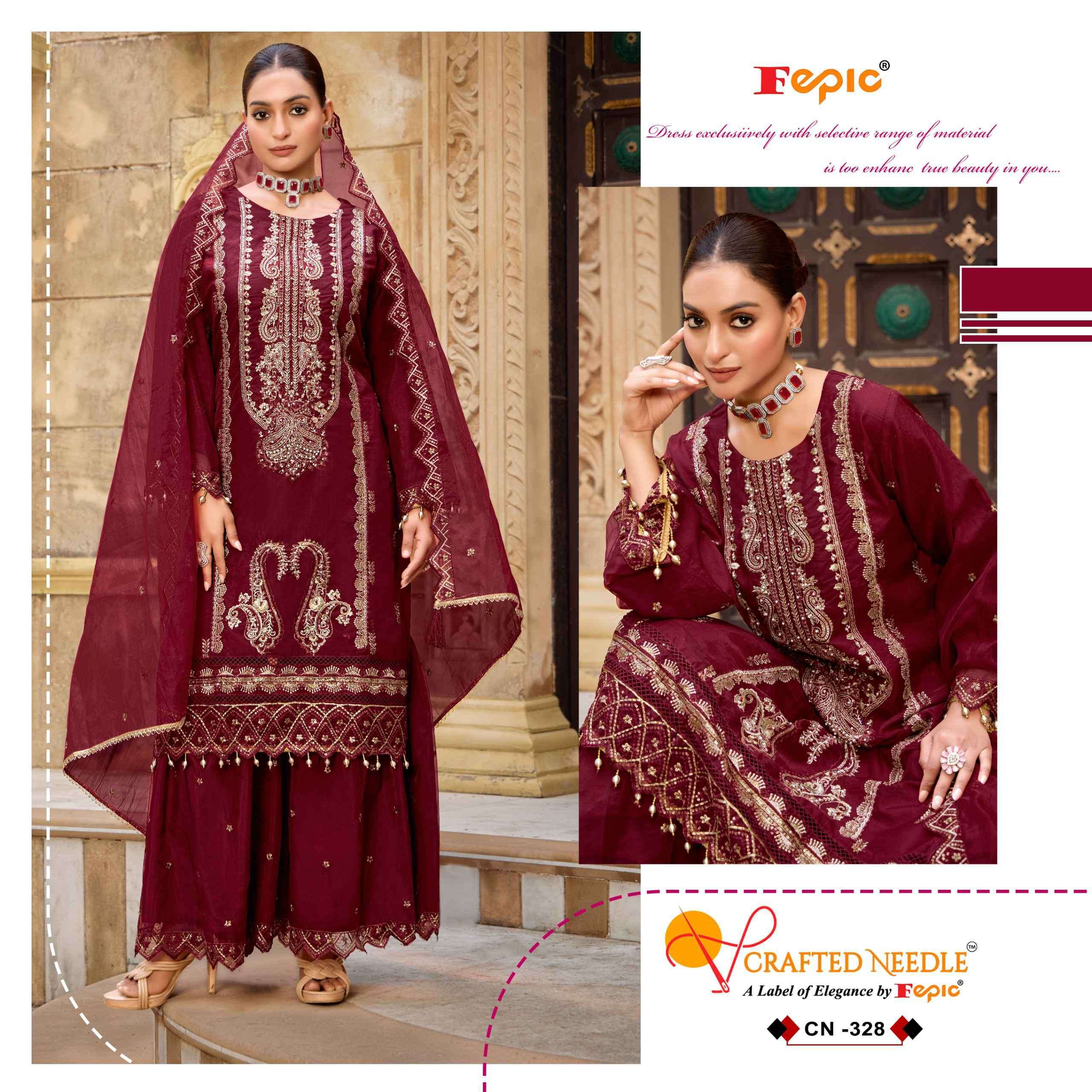FEPIC CN 328 COLORS DESIGNER PAKISTANI ORGANZA READYMADE SUTI COLLECTION BEST RATE DEALER 2025