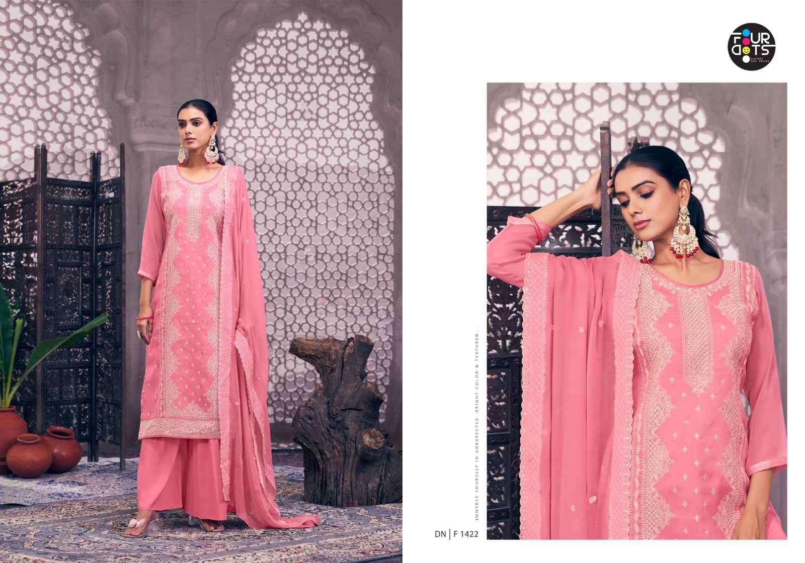 FOUR DOTS DHRITI ORGANZA DESIGNER LADIES SUIT CATALOG BEST RATE 