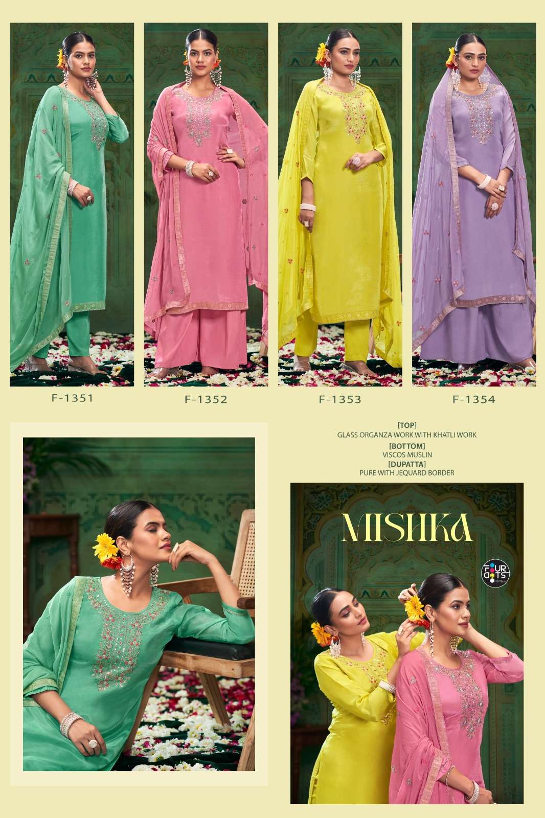 FOURDOTS MISHKA FANCY WORK ORGANZA SUIT CATALOG SUPPLIER 2025