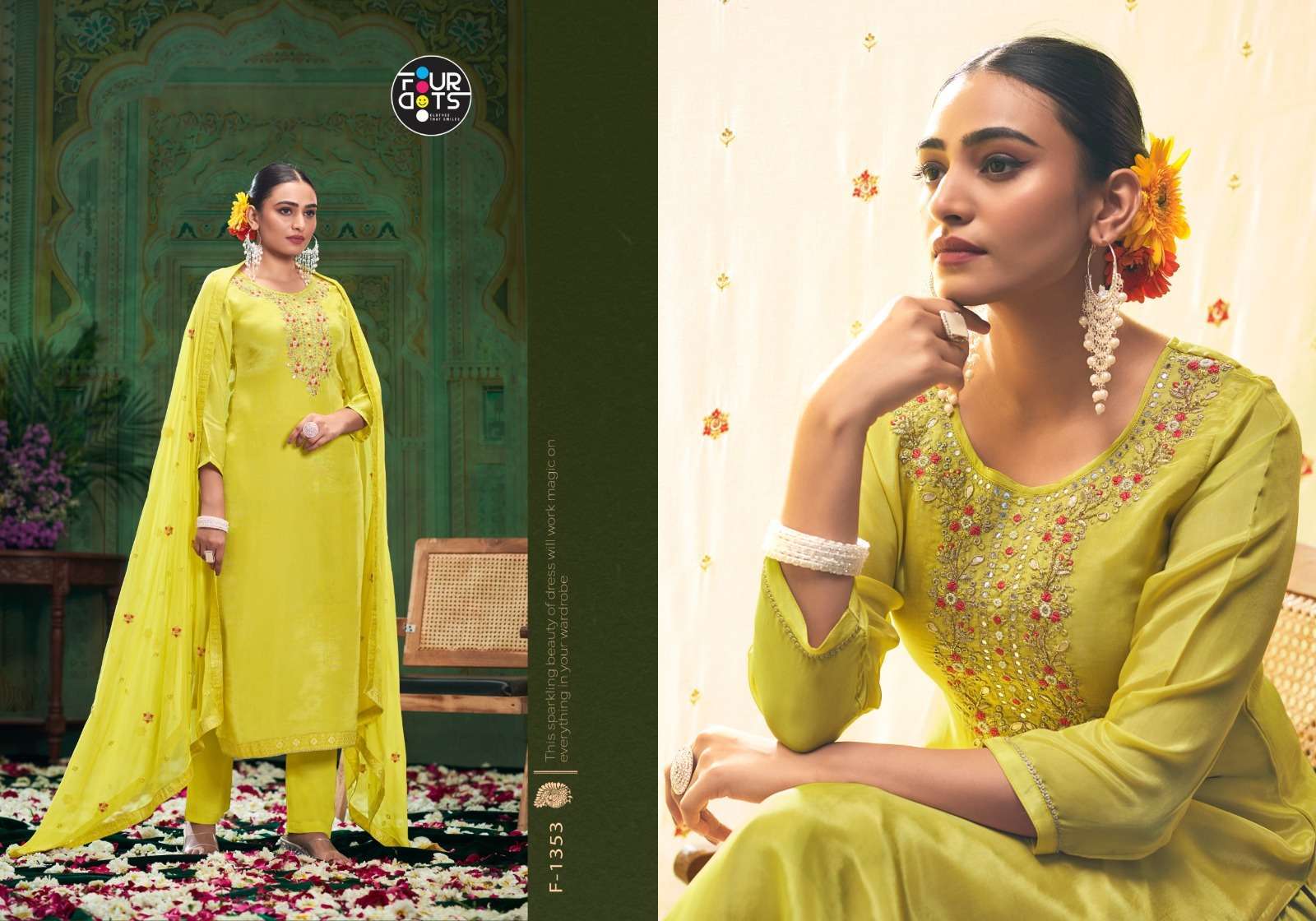 FOURDOTS MISHKA FANCY WORK ORGANZA SUIT CATALOG SUPPLIER 2025