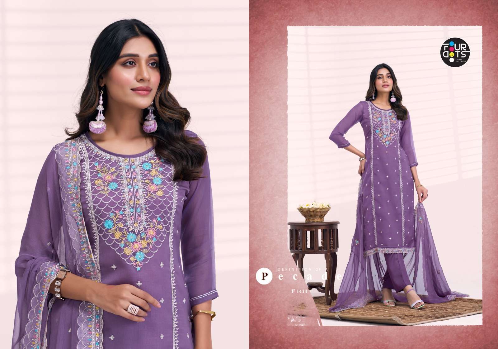 FOURDOTS SANTOOR ORGANZA CHIFFON SUIT CATALOG WHOLESALER 2025
