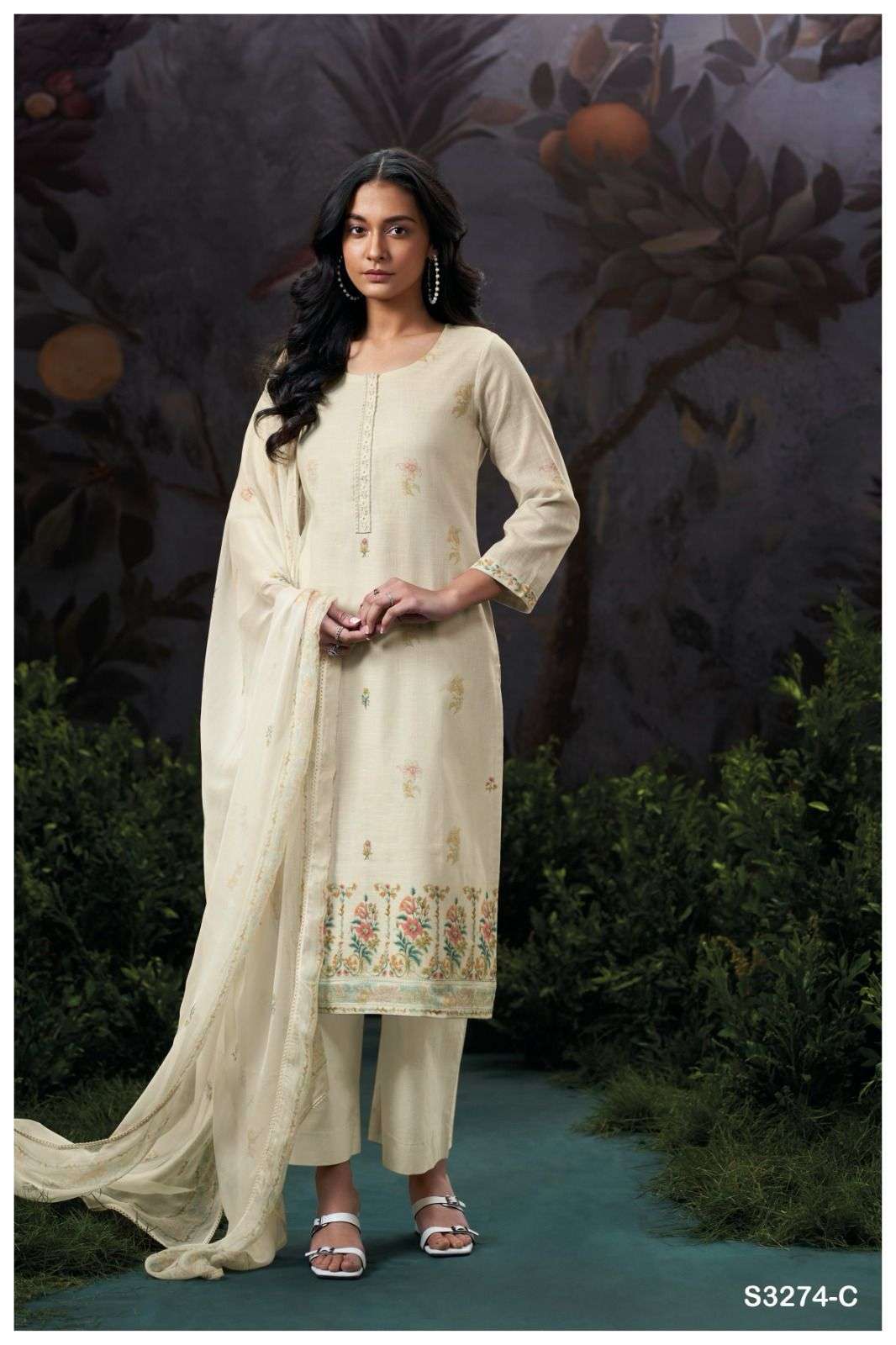 GANGA FASHION INGA 3274 COTTON LINEN SUIT CATALOGUE BEST RATE DEALER 2025