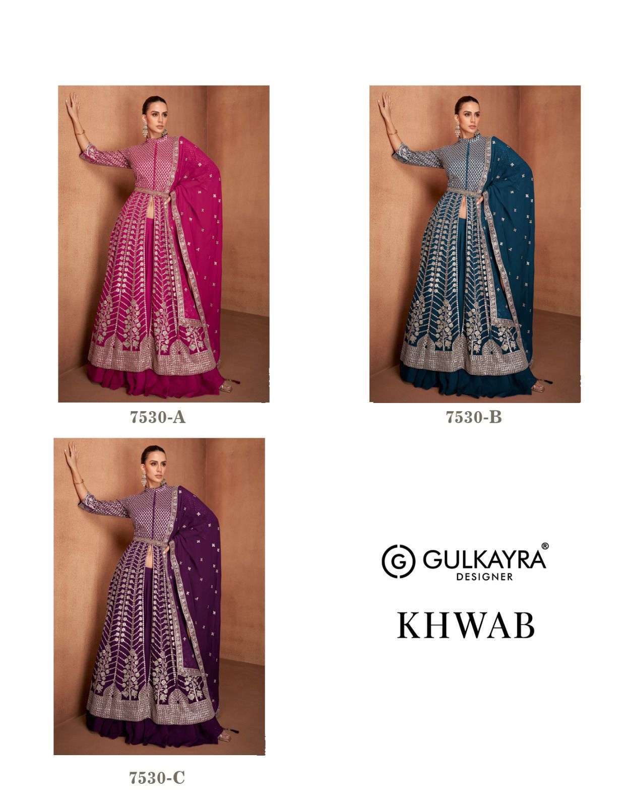 GULKAYRA KHWAB 7530 COLORS PARTYWEAR INDO WESTERN DRESS SUPPLIER 2025