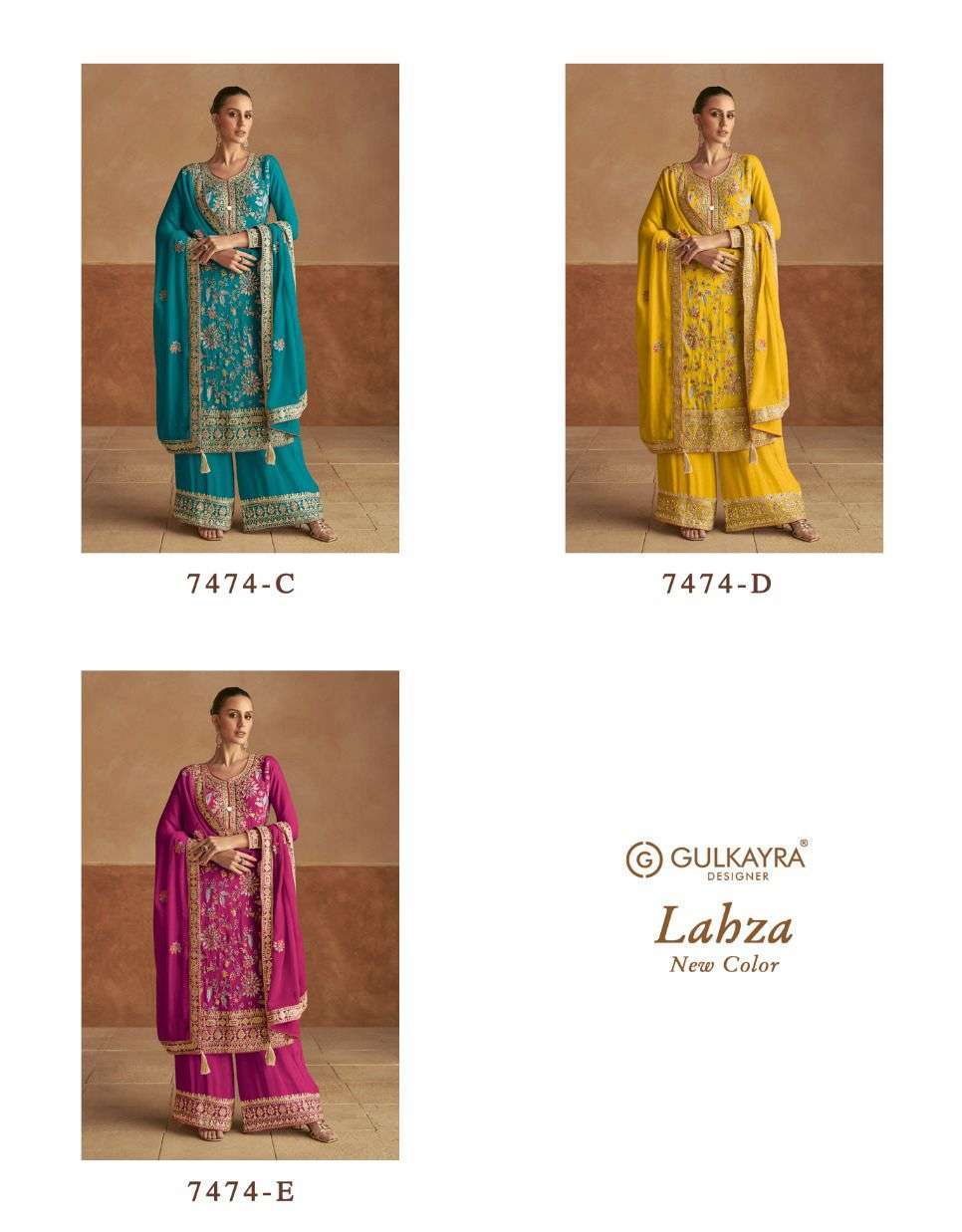 GULKAYRA LAHZA NEW COLOR 7477 PARTYWEAR DESIGN PALAZZO SET COLLECTION 2025