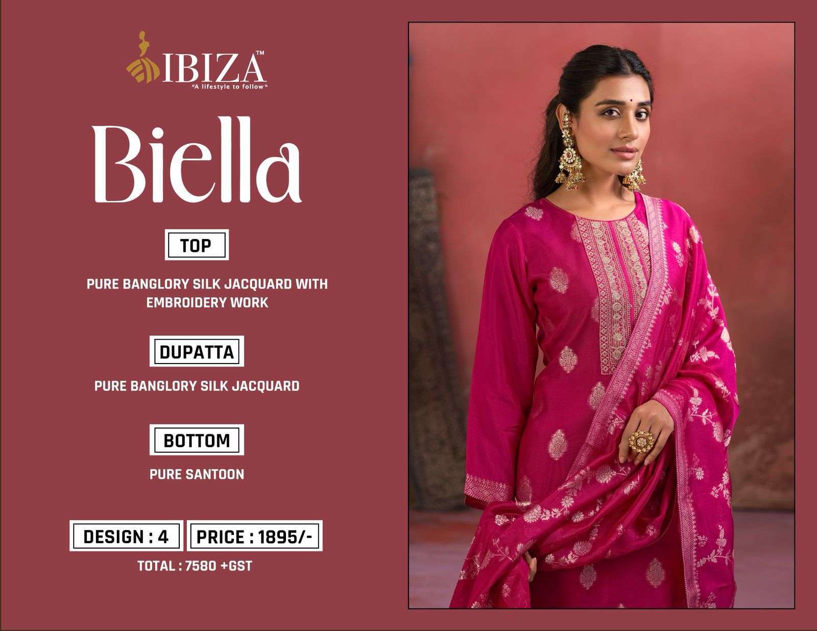 IBIZA BIELLA PURE BANGLORY SILK PARTYWEAR SUIT CATALOG DEALER 2025