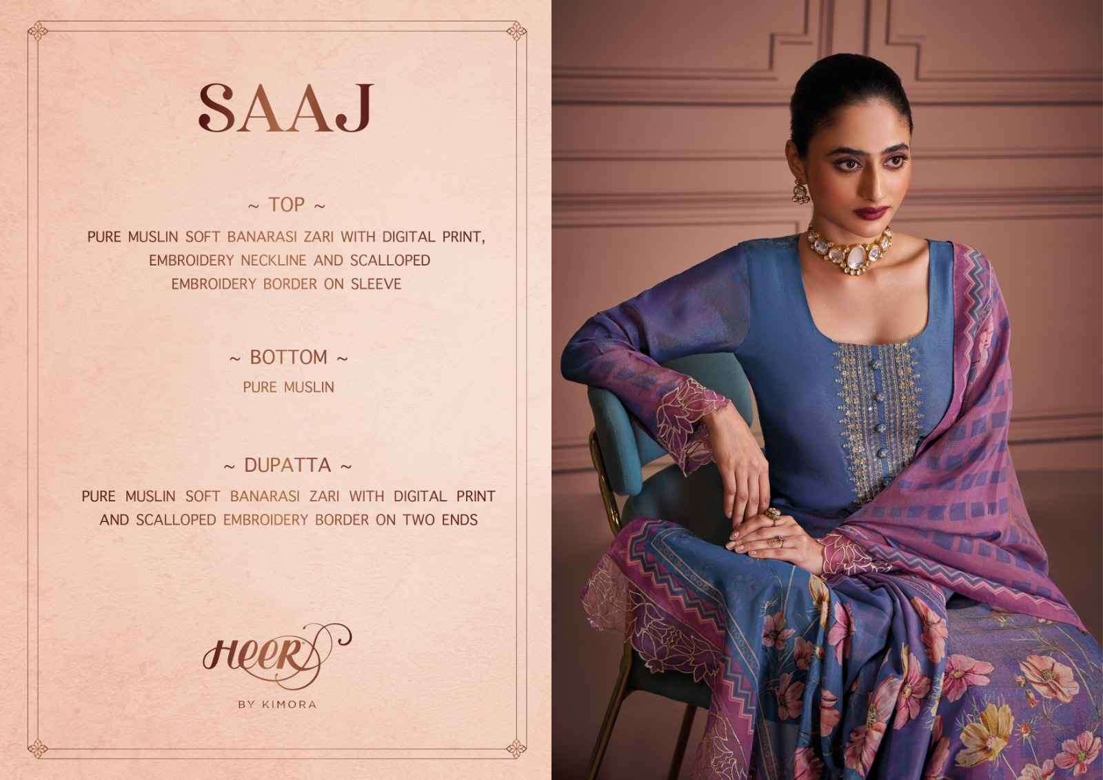 KIMORA HEER SAAJ DESIGNER MUSLIN SUIT CATALOG SUPPLIER 2025