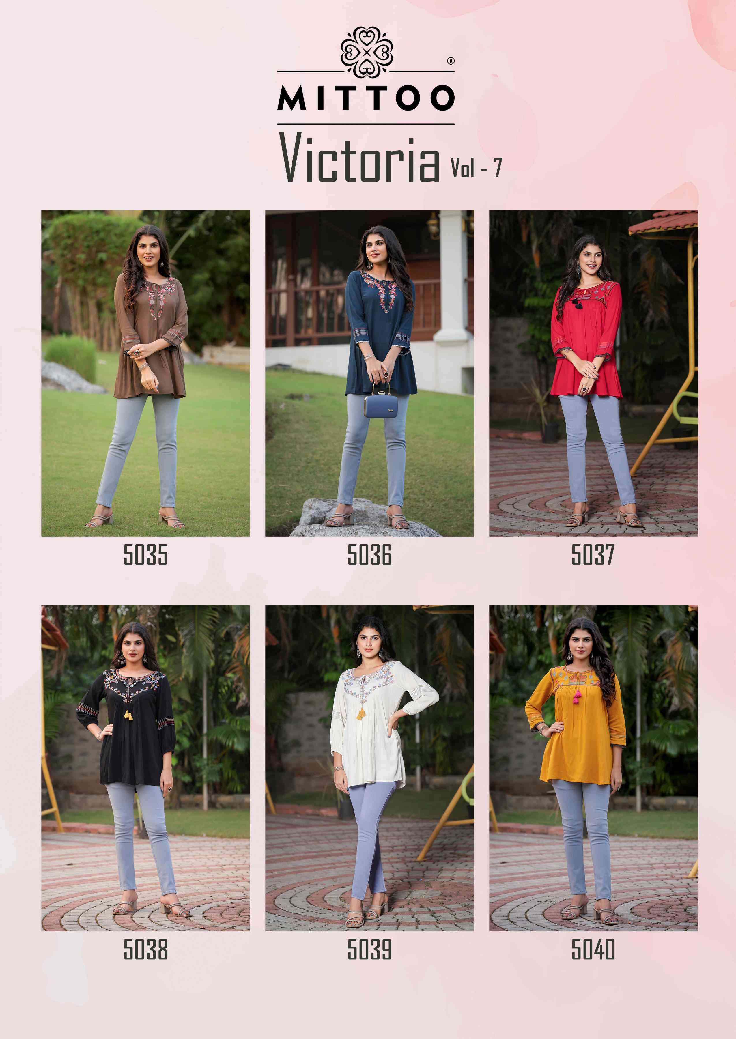 MITTOO VICTORIA VOL 7 RAYON WRINKLE SHORT TOP CATALOG EXPORTER IN SURAT 2025