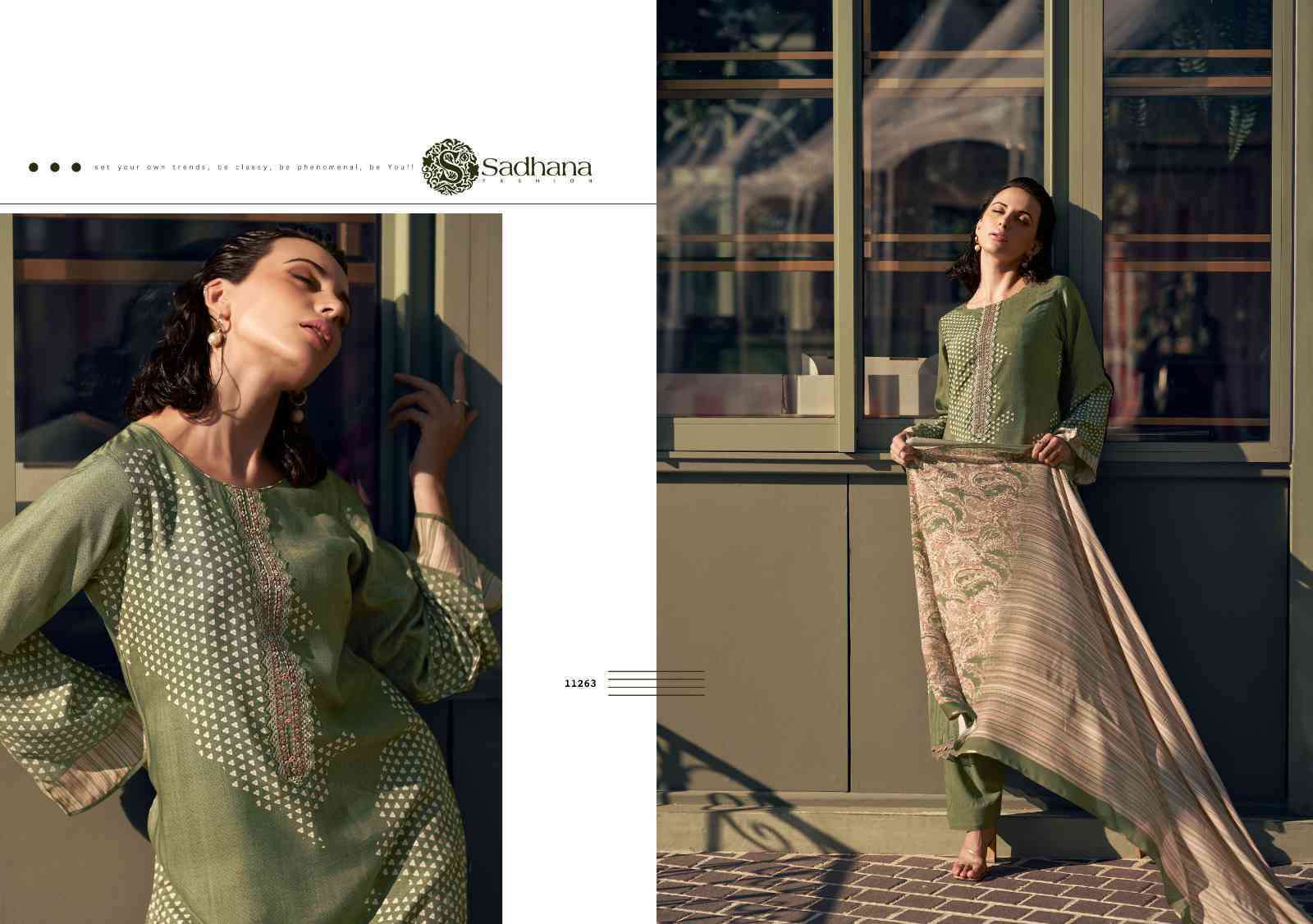 SADHANA ALEENA FANCY WORK PURE MUSLIN SILK SUIT CATALOG EXPORTER 2025