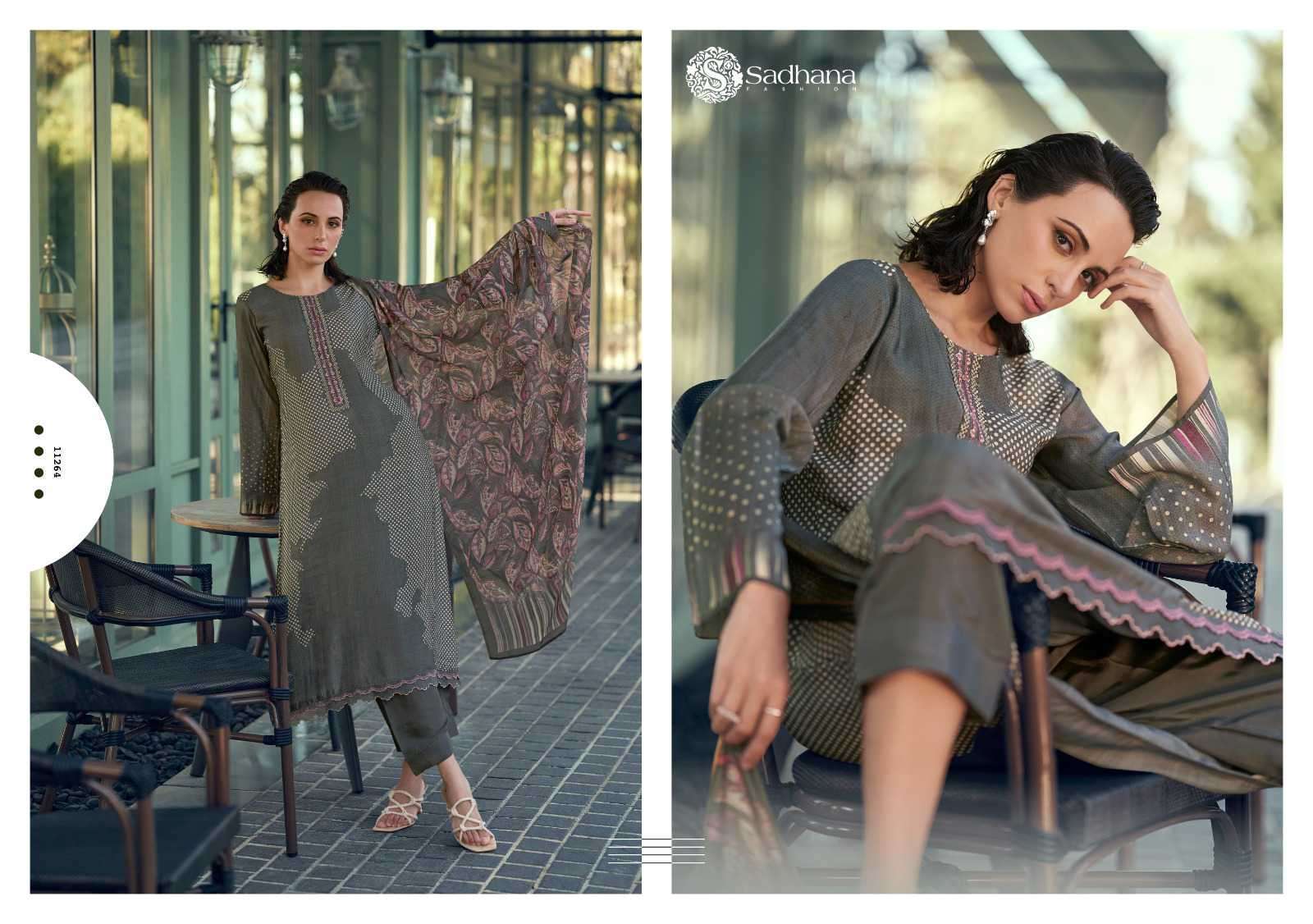 SADHANA ALEENA FANCY WORK PURE MUSLIN SILK SUIT CATALOG EXPORTER 2025