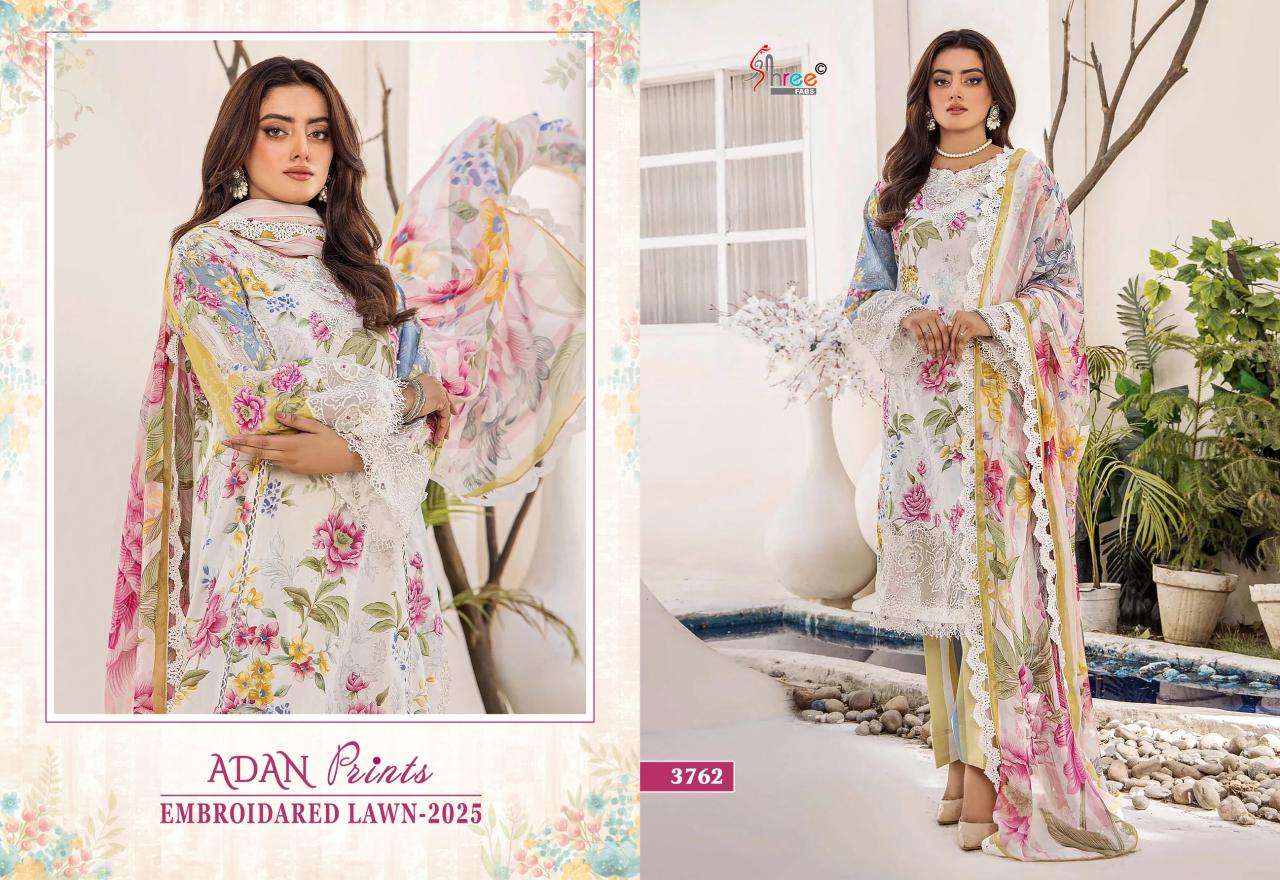 SHREE FAB ADAN PRINTS EMBROIDERED LAWN 2025 CATALOGUE WHOLESALER 