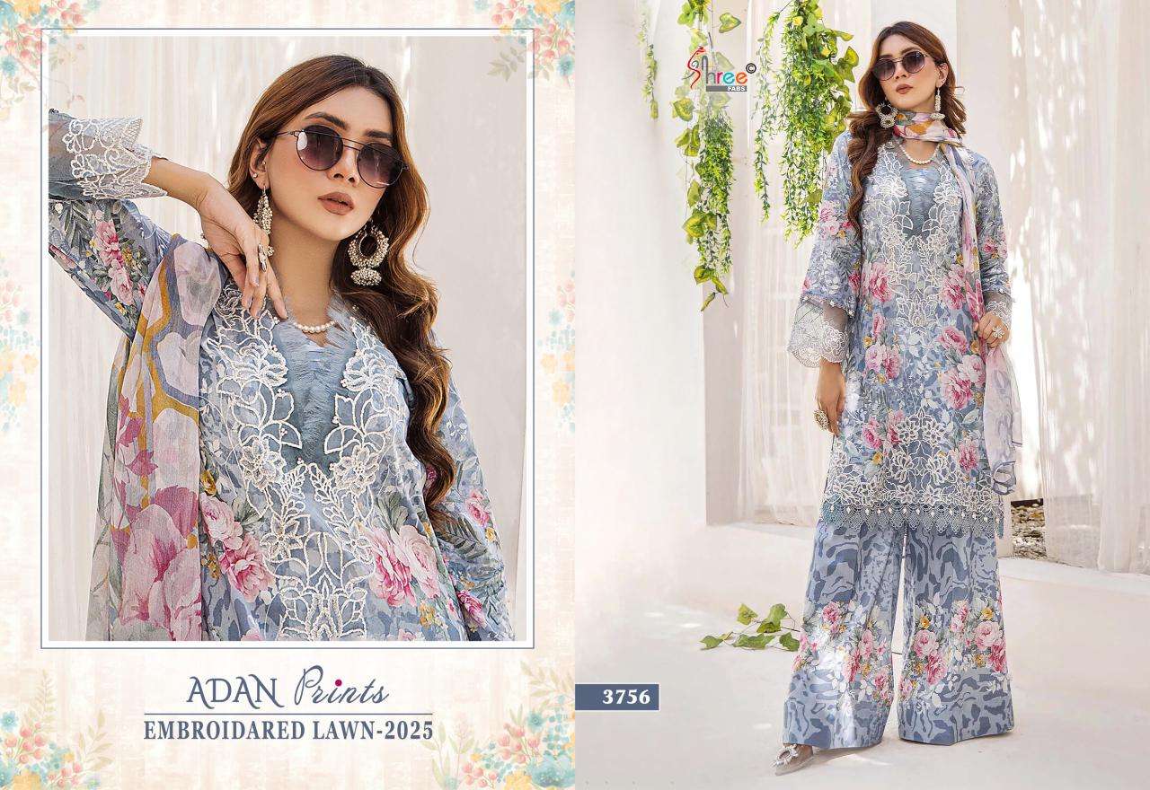 SHREE FAB ADAN PRINTS EMBROIDERED LAWN 2025 CATALOGUE WHOLESALER 