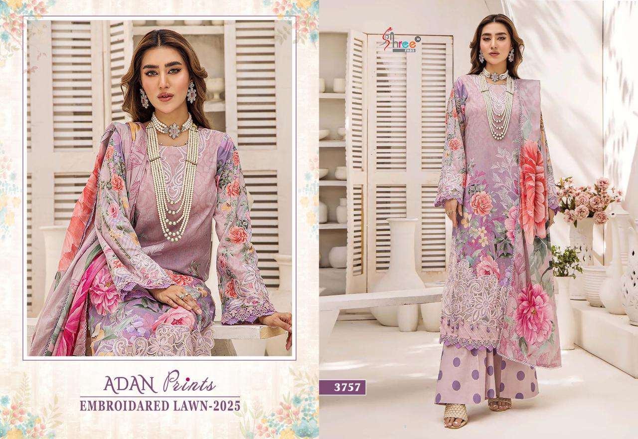 SHREE FAB ADAN PRINTS EMBROIDERED LAWN 2025 CATALOGUE WHOLESALER 