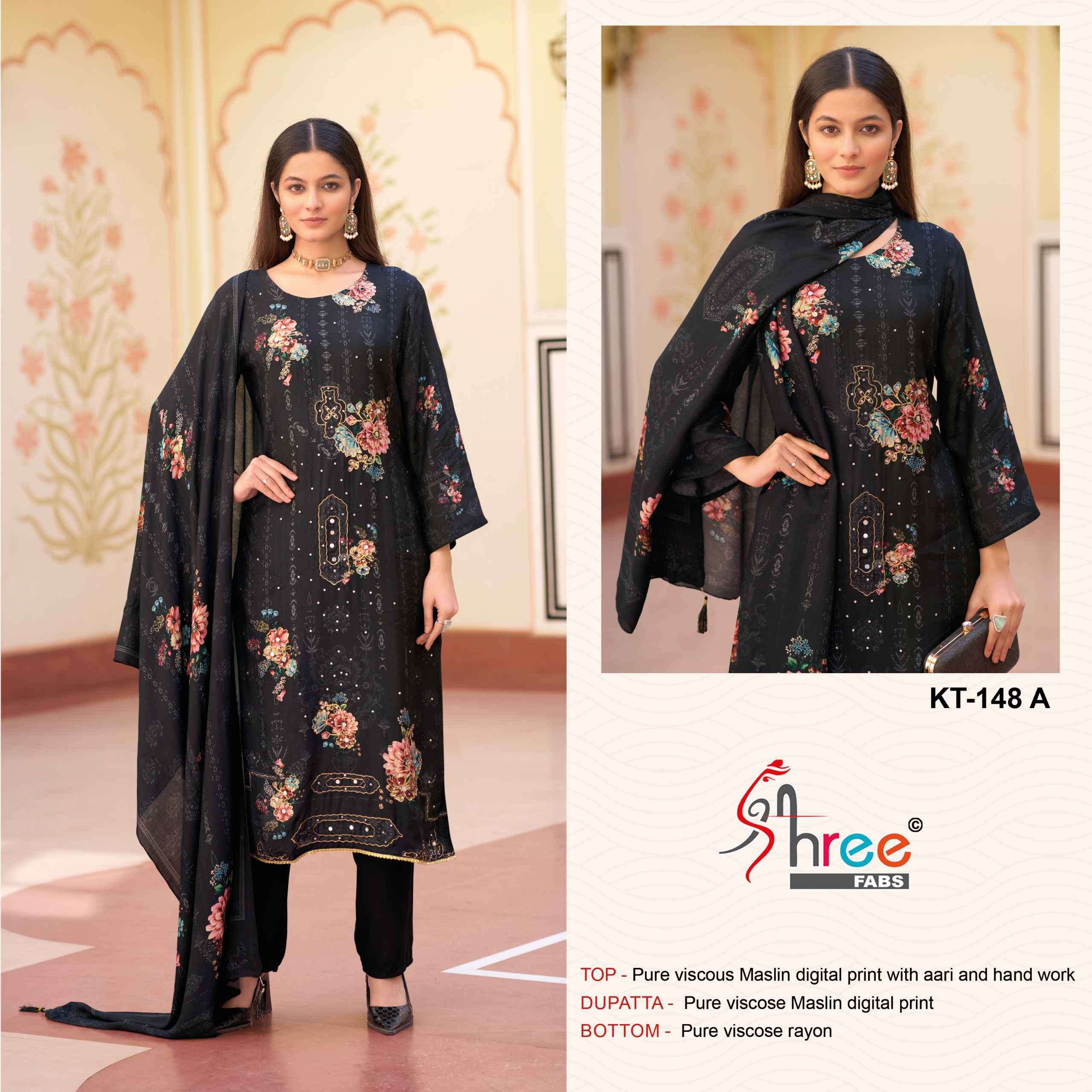 SHREE FAB KT 148 COLORS PURE VISCOSE MUSLIN LADIES SUIT COLLECTION BEST RATE DEALER 2025