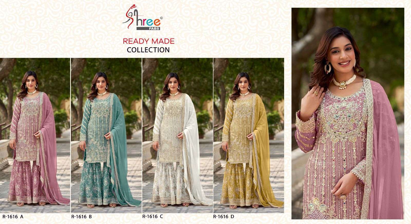 SHREE FAB R 1616 COLORS DESIGNER PAKISTANI SHARARA DRESS COLLECTION BEST RATE DEALER 2025