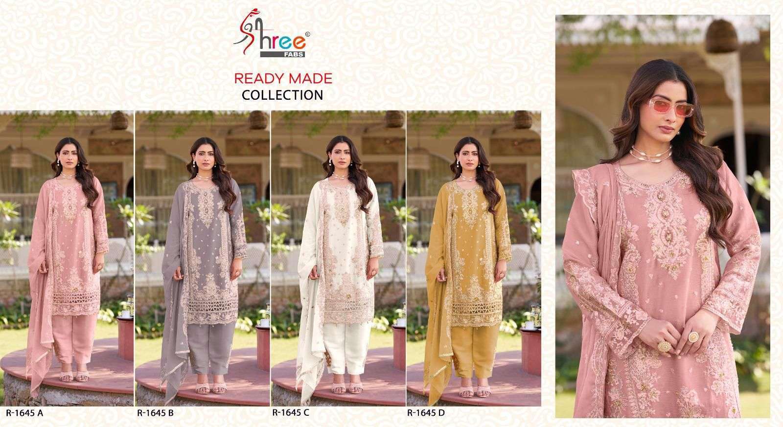 SHREE FAB R 1645 COLORS FESTIVE WEAR PAKISTANI READYMADE SUIT WHOLESALER 2025