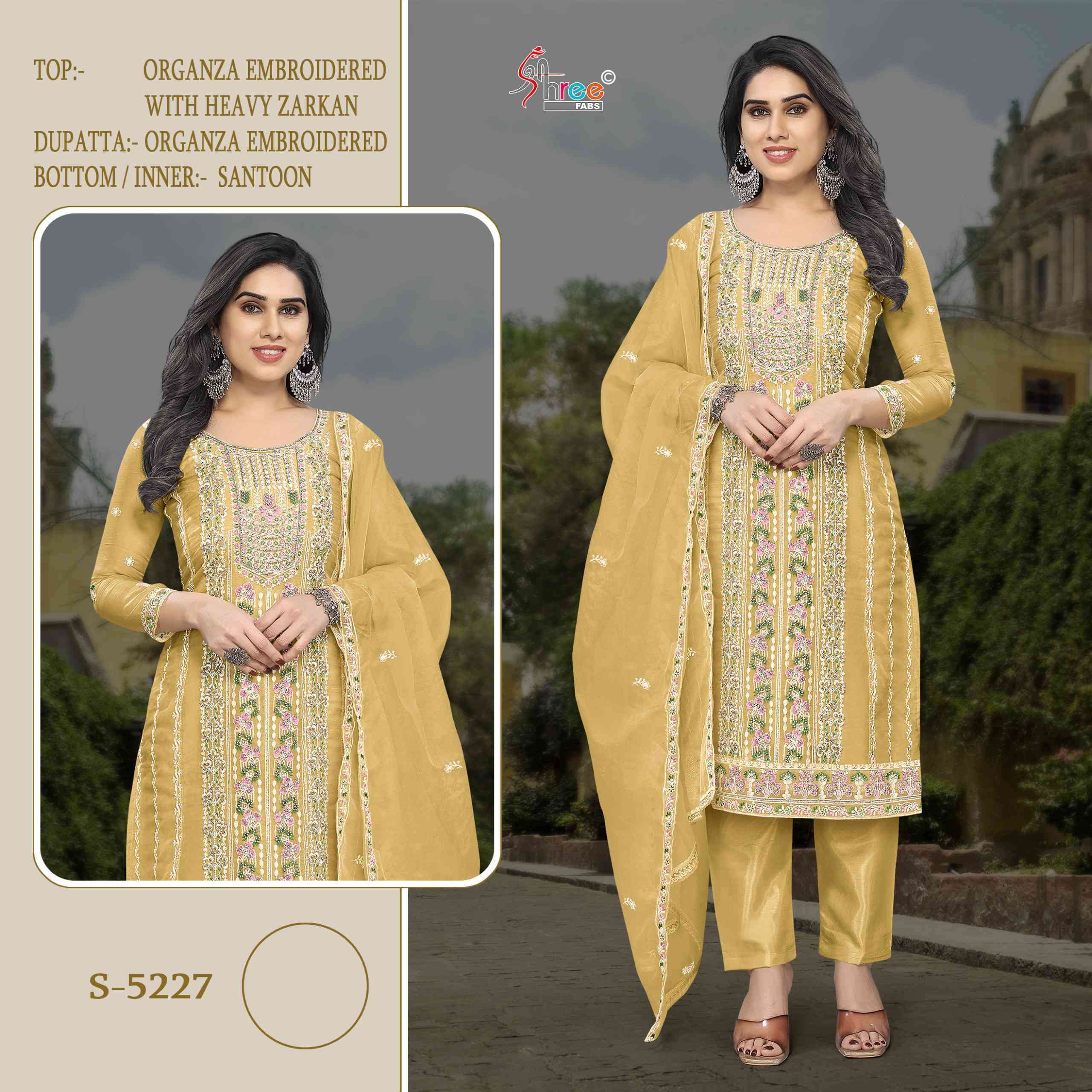SHREE FAB S 5227 COLORS HEAVY ORGANZA EMBROIDERED PAKISTANI SUIT DEALER 2025