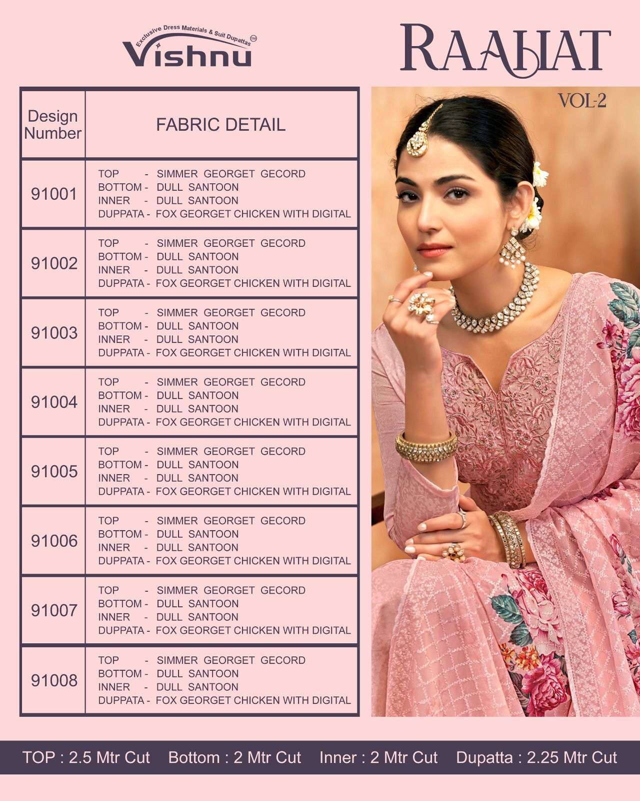 VISHNU RAAHAT VOL 2 FANCY GEORGETTE SALWER SUIT CATALOG WHOLESALER 
