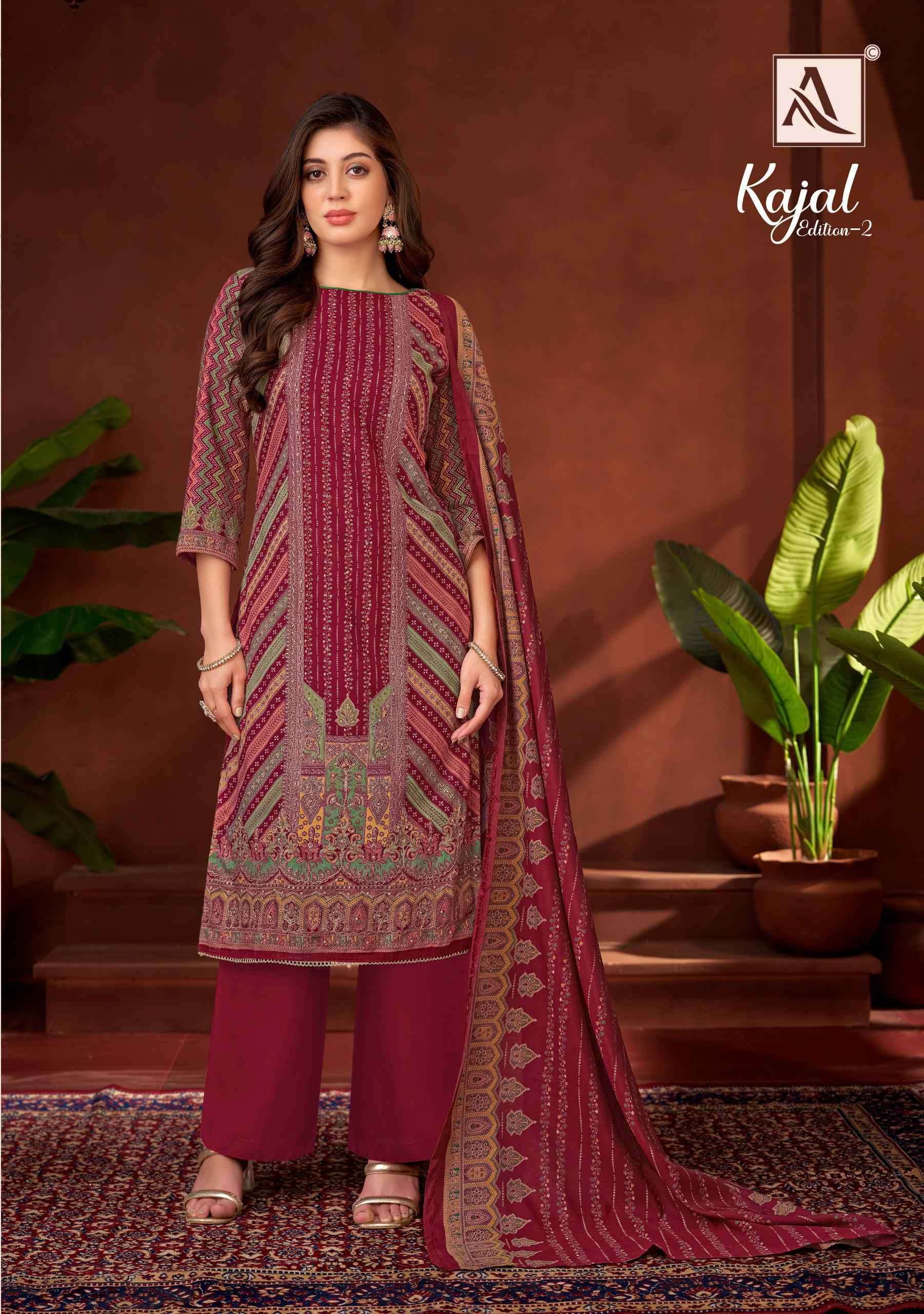 ALOK SUIT KAJAL VOL 2 FANCY WORK RAYON LADIES SUIT CATALOG WHOLESALER 2025