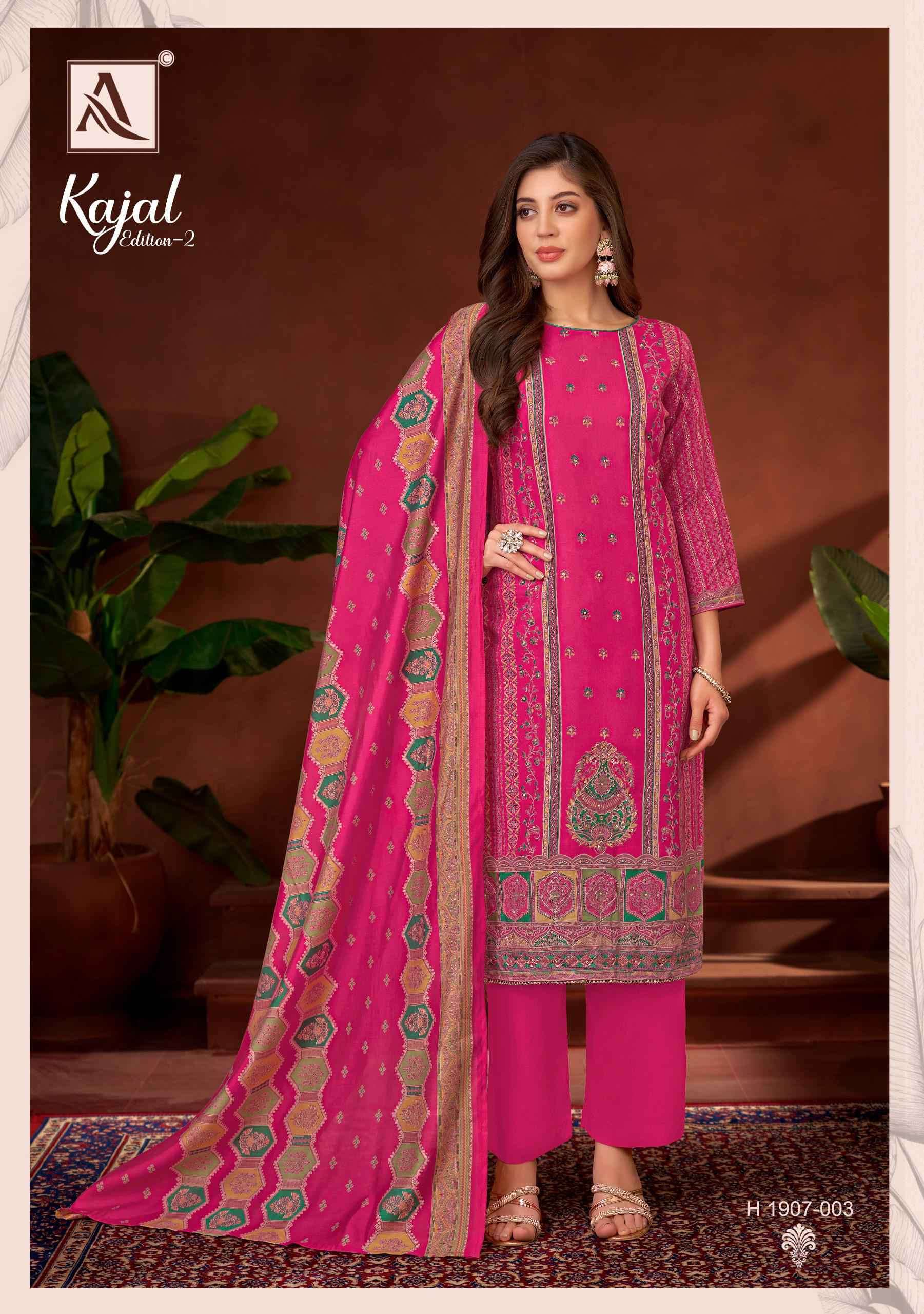 ALOK SUIT KAJAL VOL 2 FANCY WORK RAYON LADIES SUIT CATALOG WHOLESALER 2025