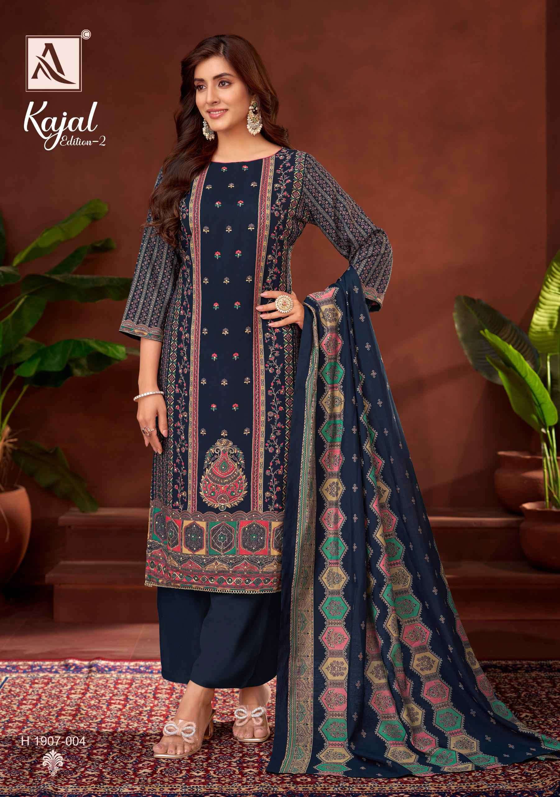 ALOK SUIT KAJAL VOL 2 FANCY WORK RAYON LADIES SUIT CATALOG WHOLESALER 2025