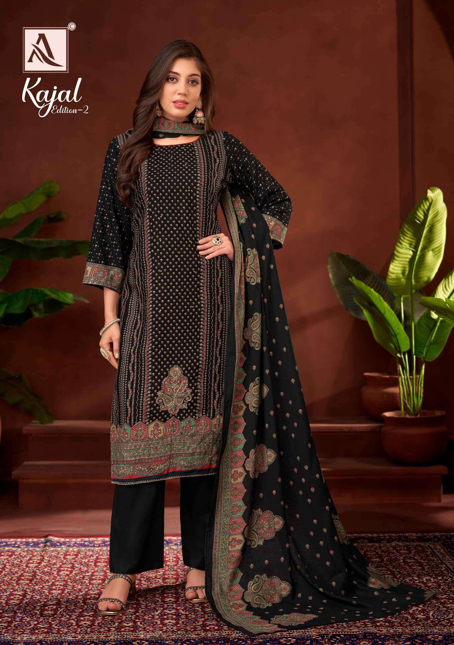 ALOK SUIT KAJAL VOL 2 FANCY WORK RAYON LADIES SUIT CATALOG WHOLESALER 2025
