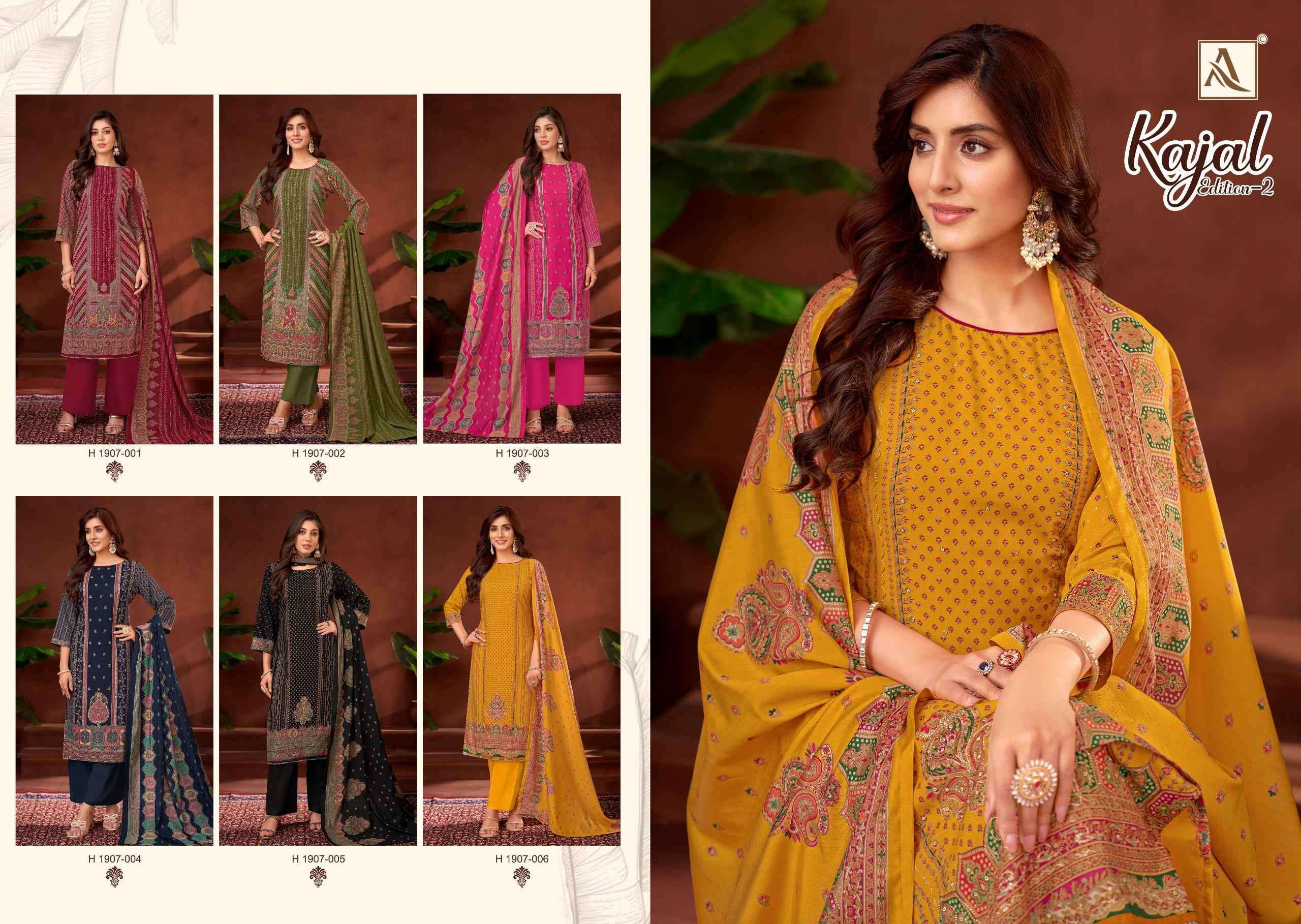 ALOK SUIT KAJAL VOL 2 FANCY WORK RAYON LADIES SUIT CATALOG WHOLESALER 2025