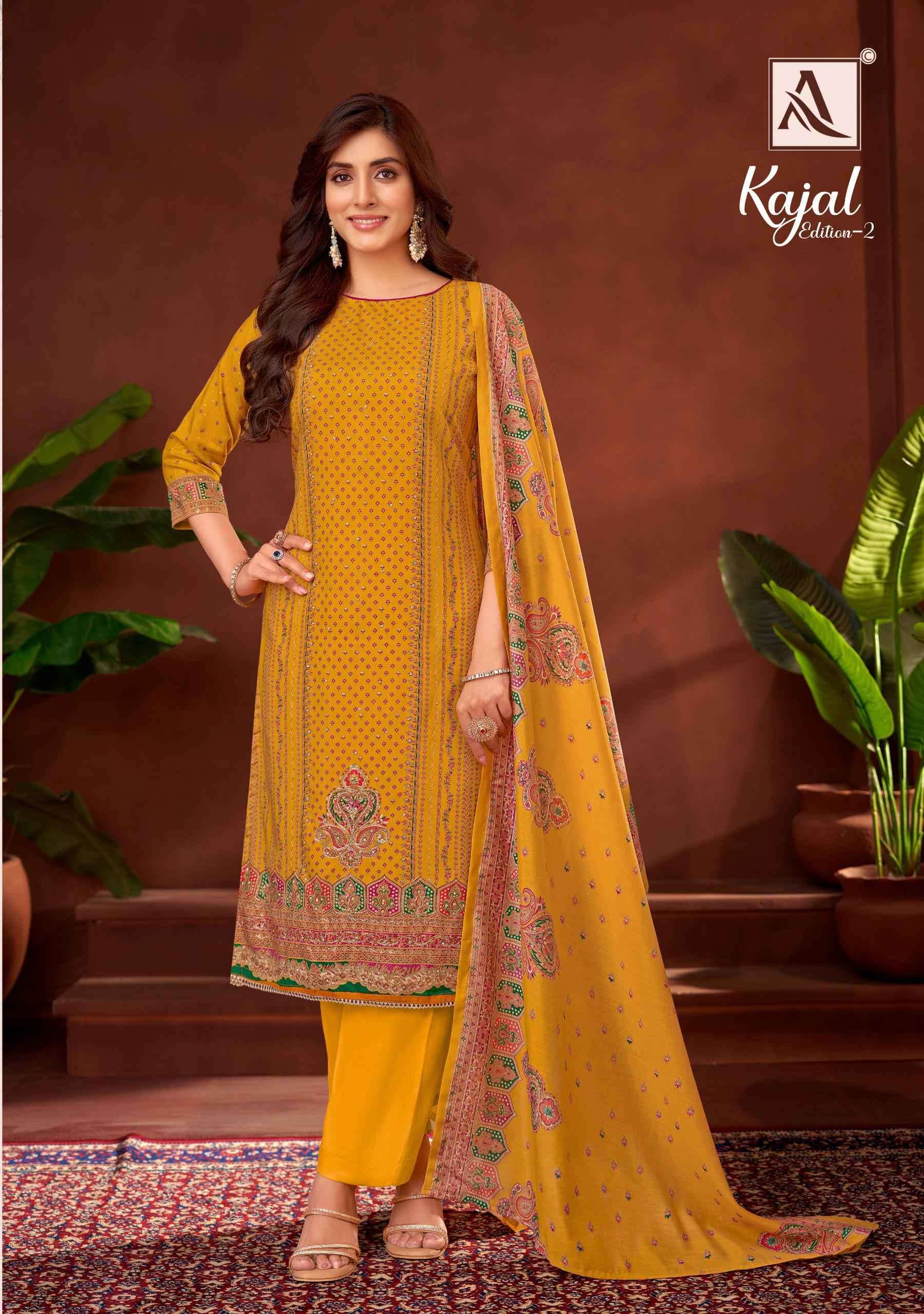 ALOK SUIT KAJAL VOL 2 FANCY WORK RAYON LADIES SUIT CATALOG WHOLESALER 2025