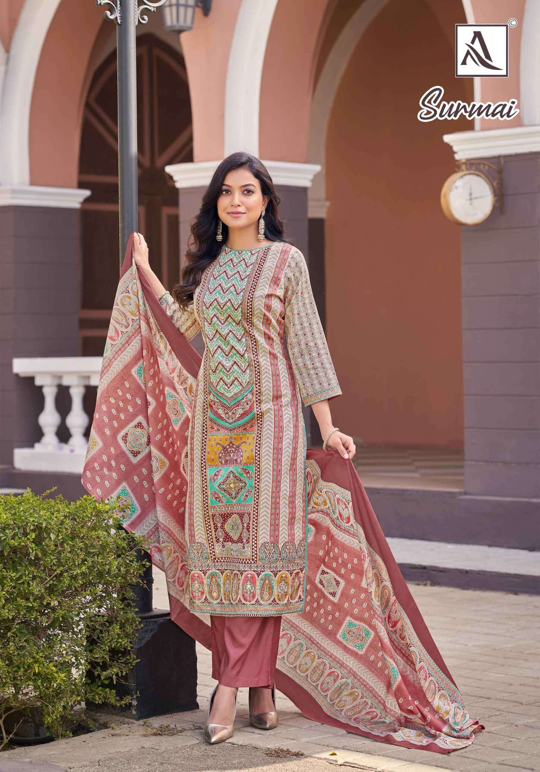 ALOK SUIT SURMAI DESIGNER PRINT LADIES SUIT CATALOGUE EXPORTER 2025