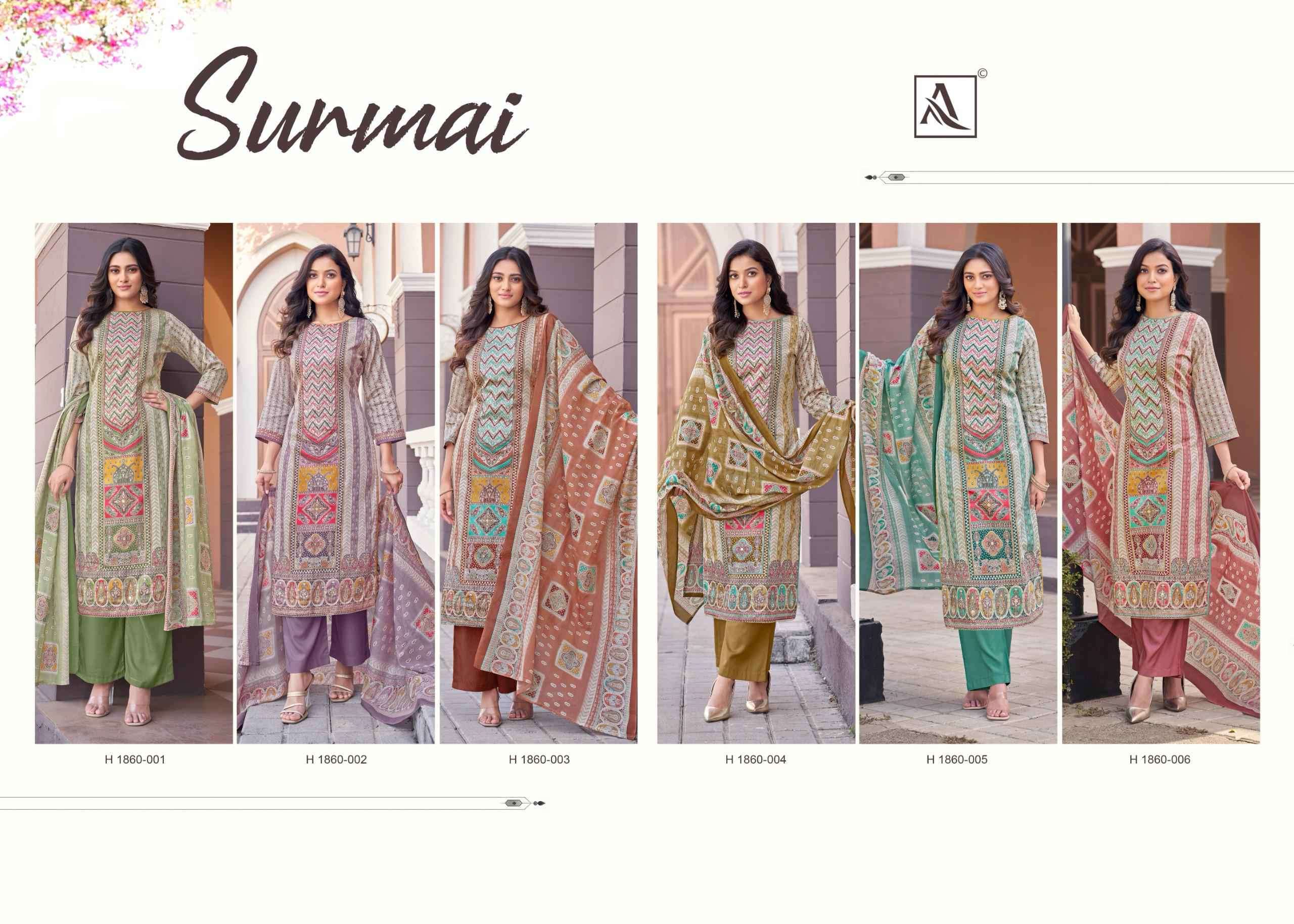 ALOK SUIT SURMAI DESIGNER PRINT LADIES SUIT CATALOGUE EXPORTER 2025