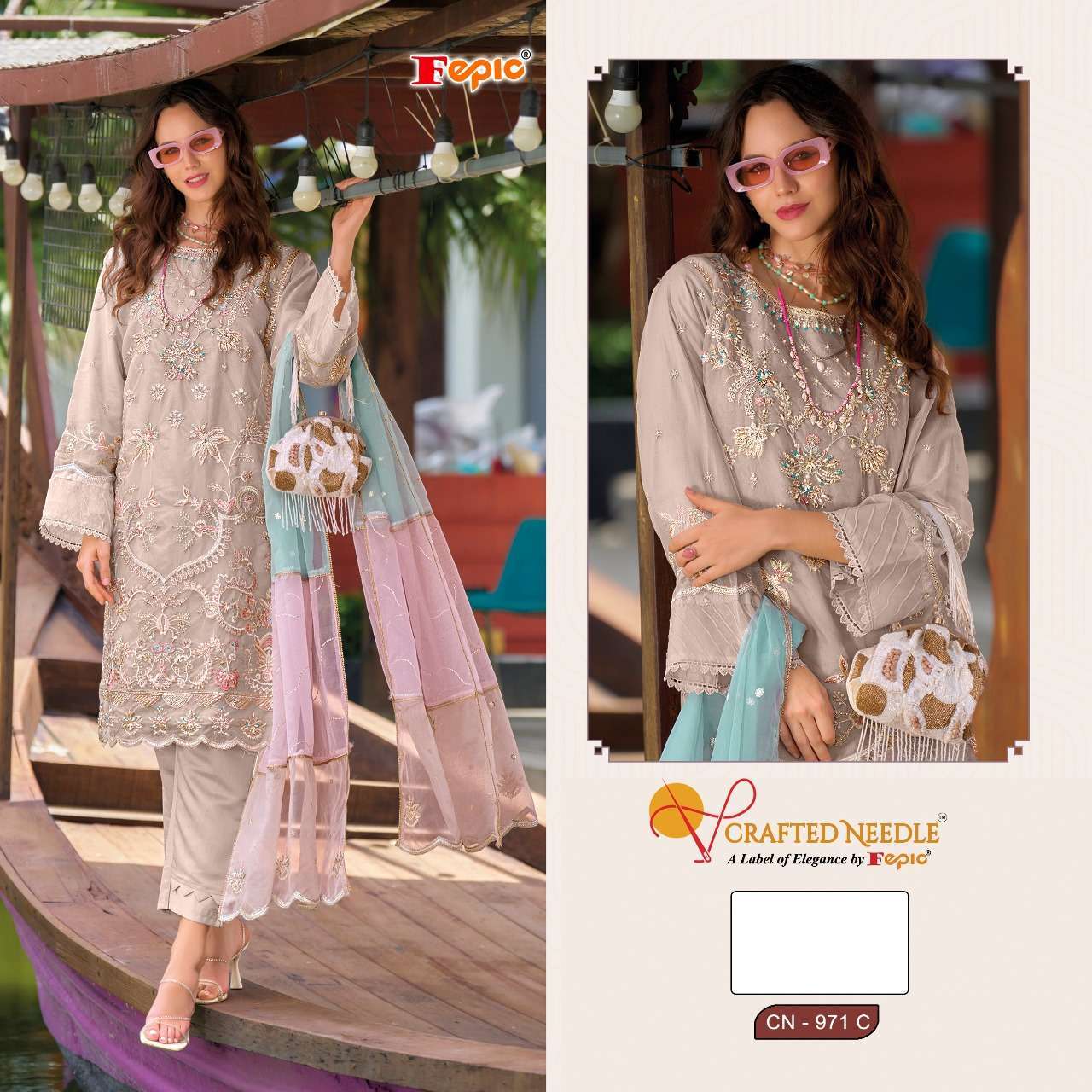 FEPIC CN 971 COLORS ORGANZA PAKISTANI READYMADE SUIT COLLECTION WHOLESALR 