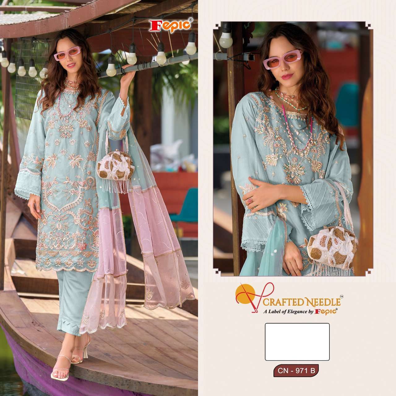 FEPIC CN 971 COLORS ORGANZA PAKISTANI READYMADE SUIT COLLECTION WHOLESALR 