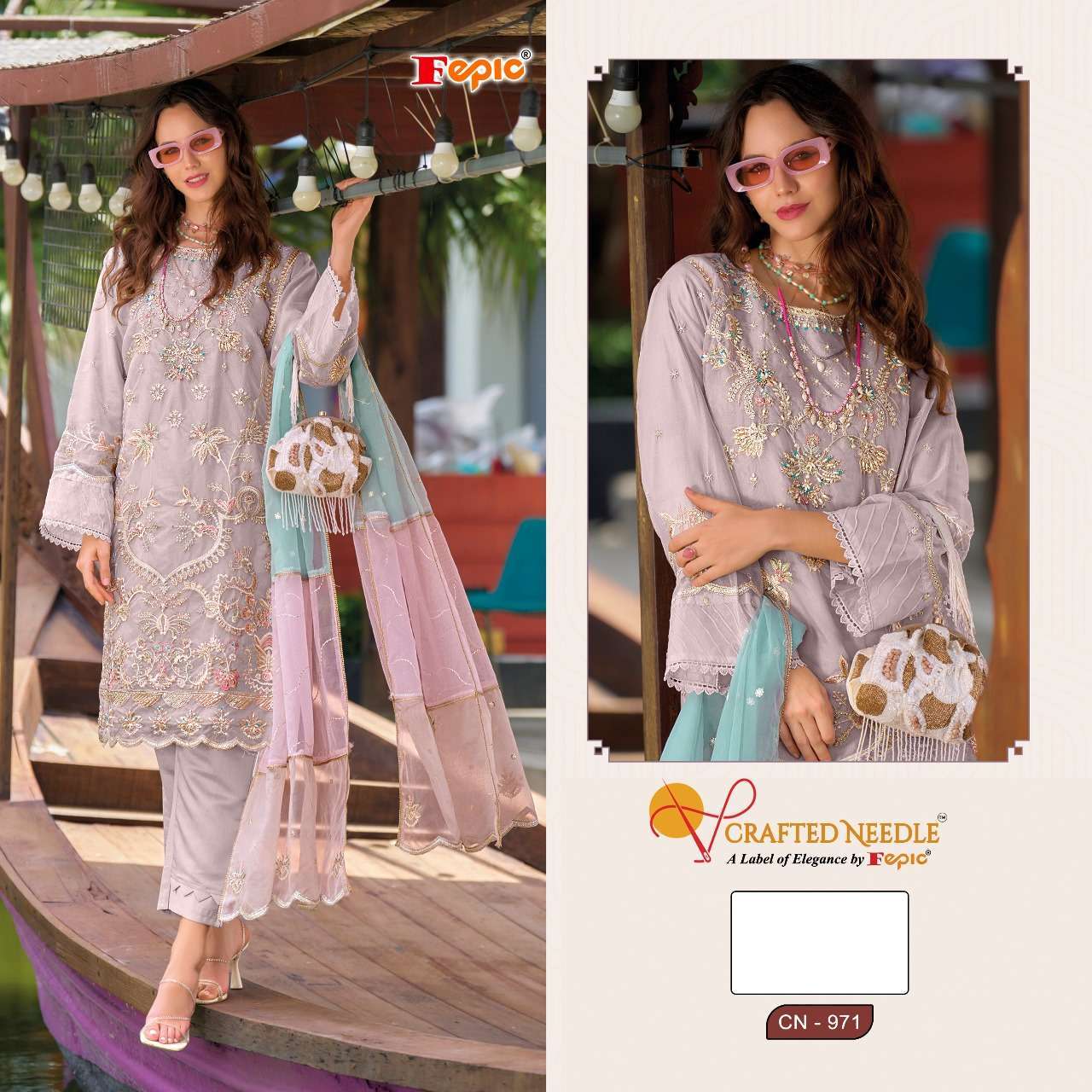 FEPIC CN 971 COLORS ORGANZA PAKISTANI READYMADE SUIT COLLECTION WHOLESALR 