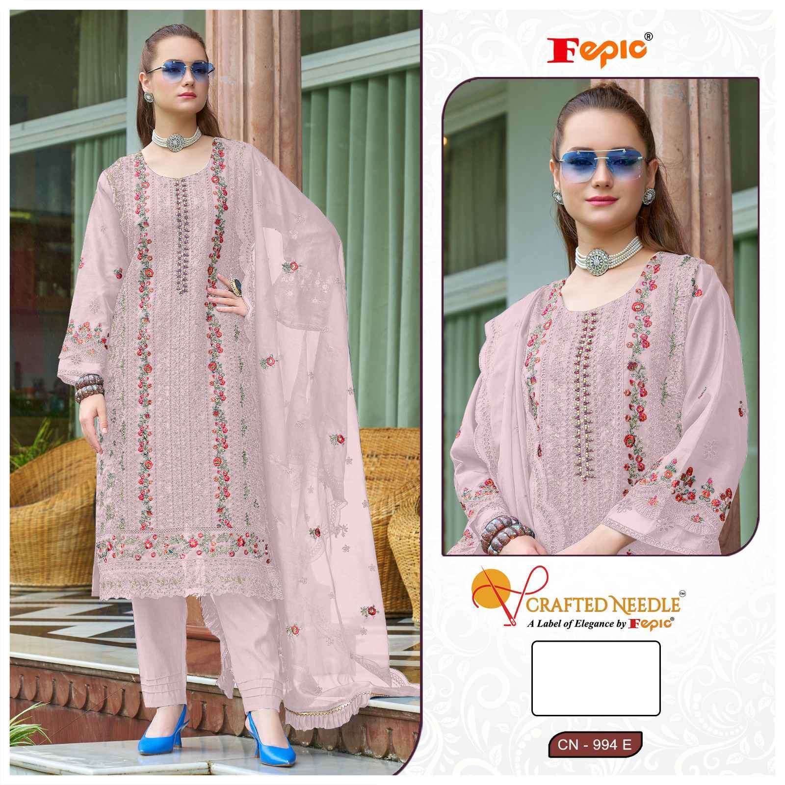 FEPIC CN 994 COLORS PAKISTANI ORGANZA SUIT READYMADE COLLECTION WHOLESALER 