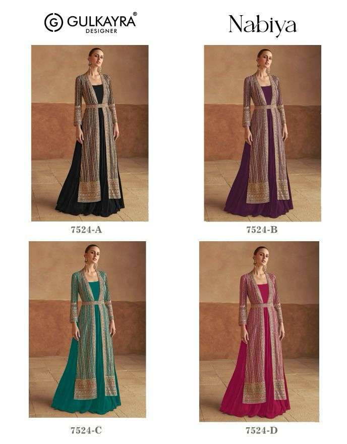 GULKAYRA NABIYA 7524 COLORS DESIGNER INDO WESTERN GOWN PARTYWEAR CATALOG WHOLESALER 2025