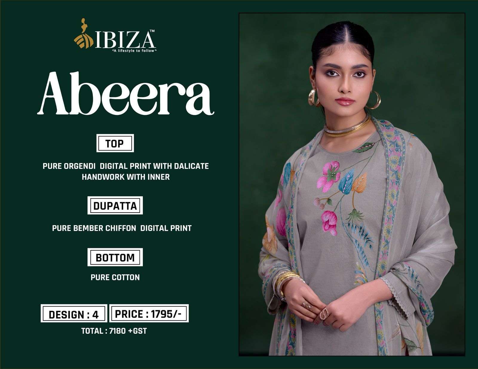IBIZA ABEERA FANCY PURE ORGENDI LATEST SUIT CATALOGUE BEST RATE DEALER 2025