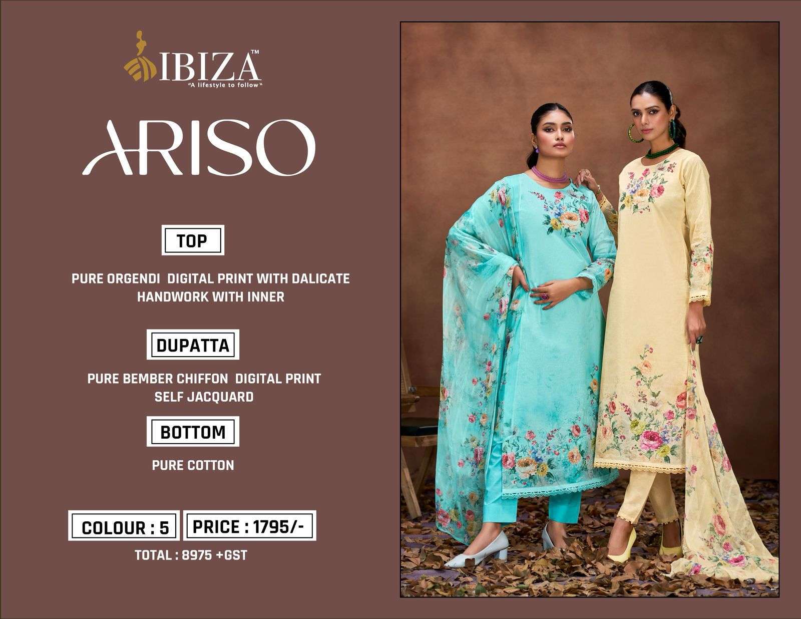 IBIZA ARISO STYLISH ORGANDY SUIT LATEST CATALOG WHOLESALER 2025