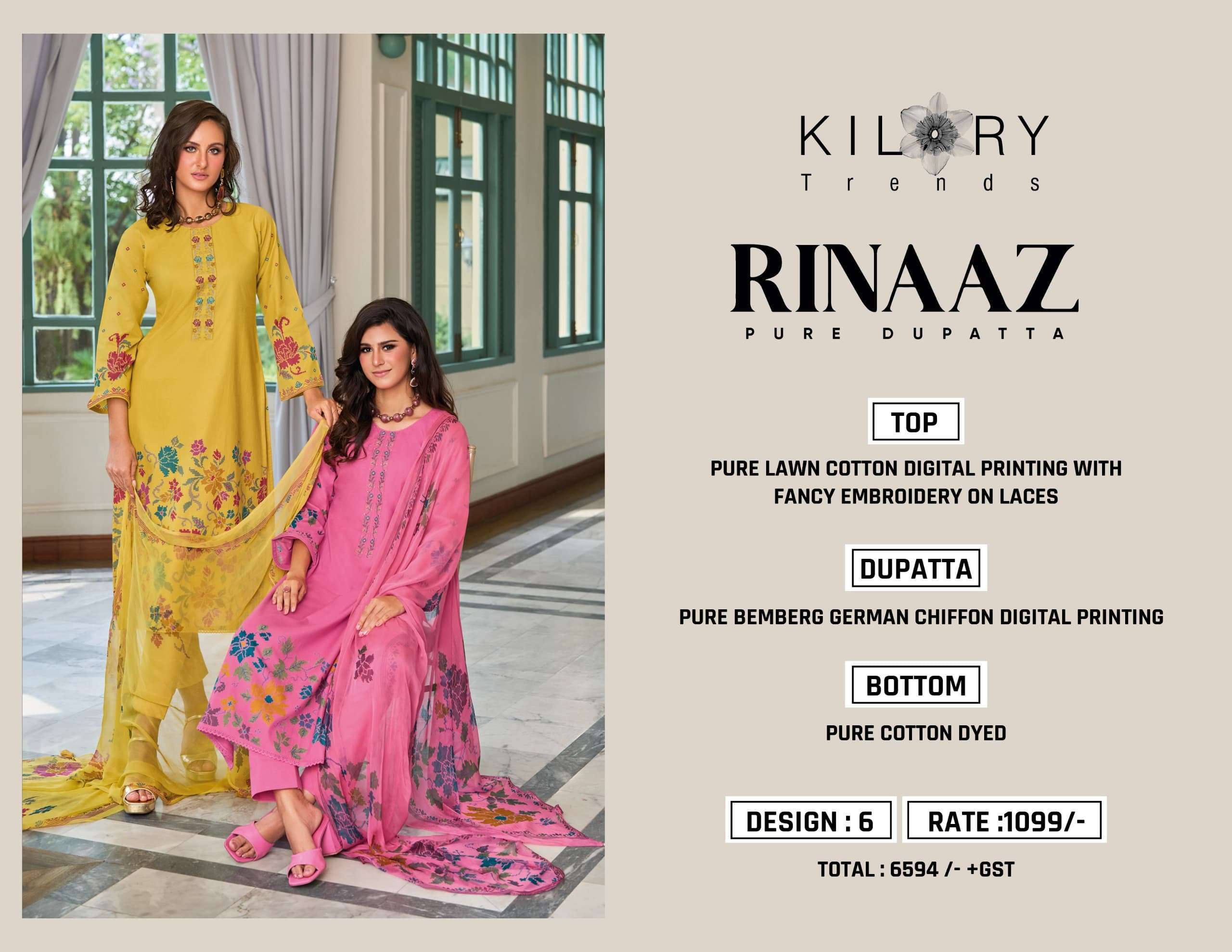 KILORY TRENDZ RINAAZ PURE LAWN COTTON SUIT CATALOG SUPPLIER 2025
