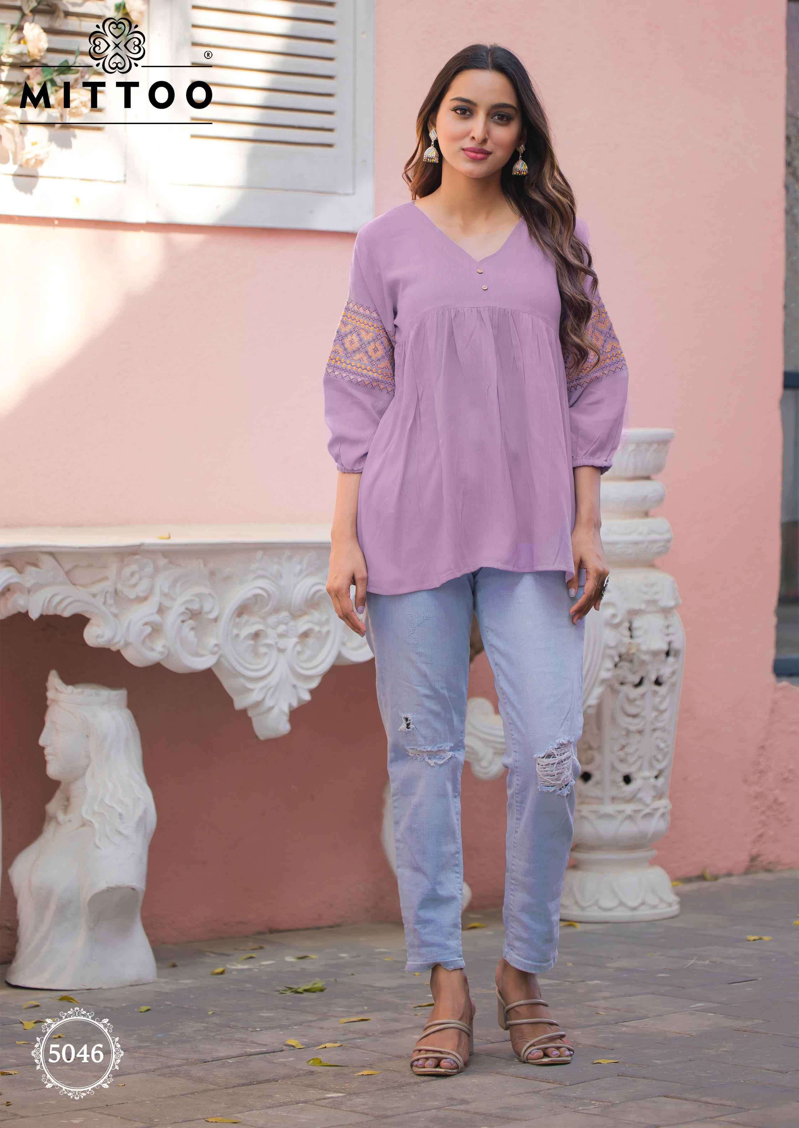 MITTOO VICTORIA VOL 8 RAYON WRINKLE SHORT TOP CATALOG EXPORTER IN SURAT 2025