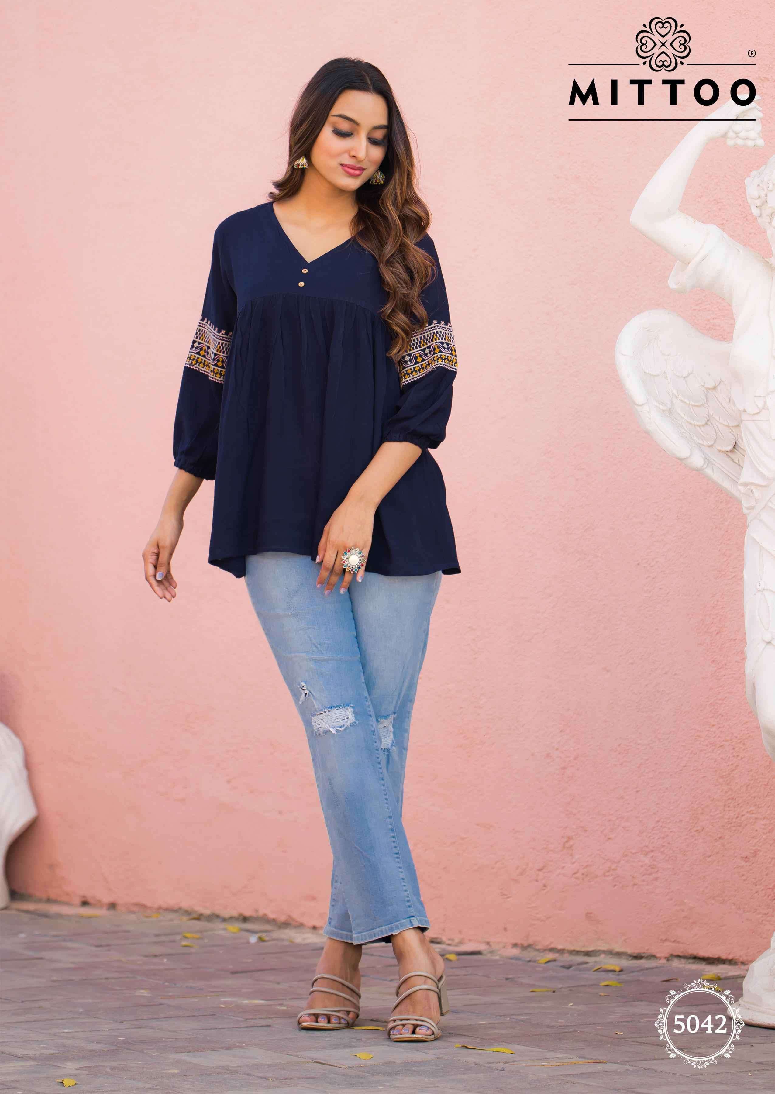 MITTOO VICTORIA VOL 8 RAYON WRINKLE SHORT TOP CATALOG EXPORTER IN SURAT 2025