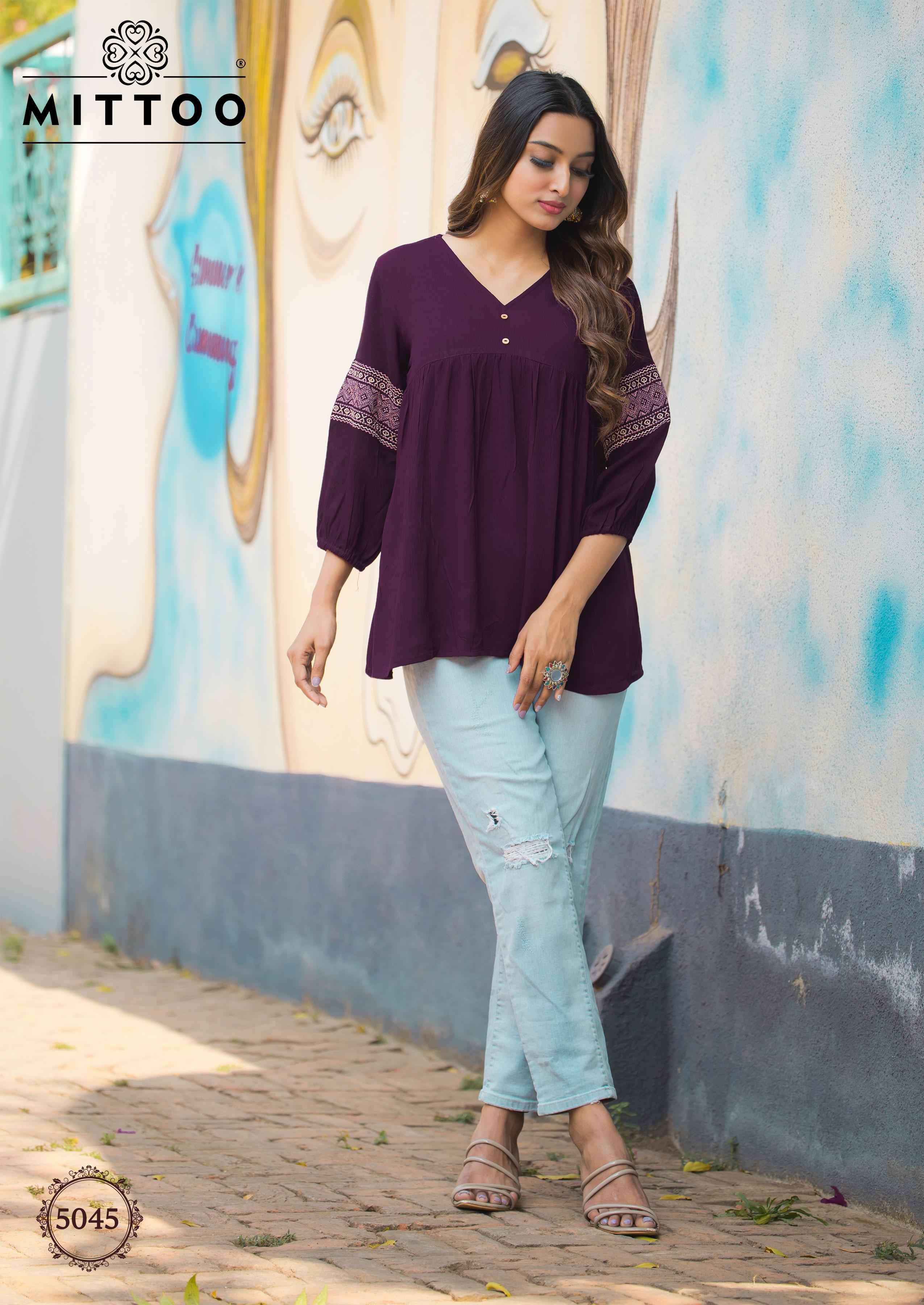 MITTOO VICTORIA VOL 8 RAYON WRINKLE SHORT TOP CATALOG EXPORTER IN SURAT 2025