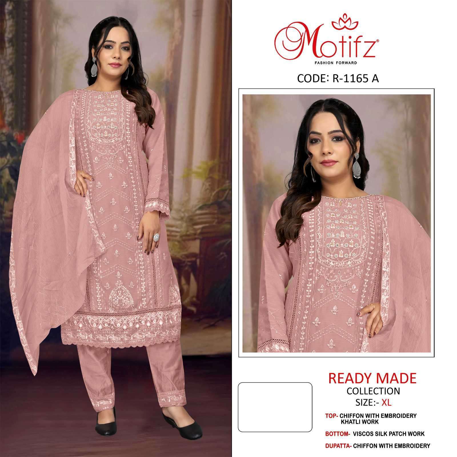 MOTIFZ D 1165 COLORS DESIGNER CHIFFON SALWER SUIT COLLECTION BEST RATE DEALER 