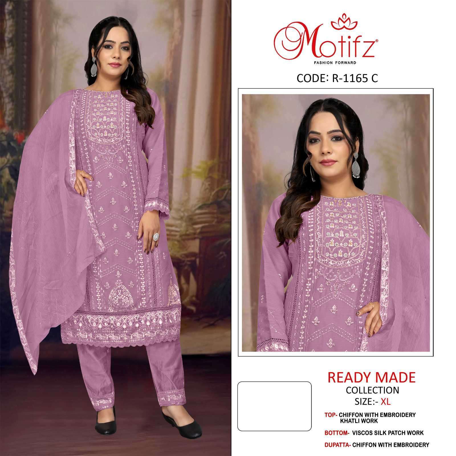 MOTIFZ D 1165 COLORS DESIGNER CHIFFON SALWER SUIT COLLECTION BEST RATE DEALER 